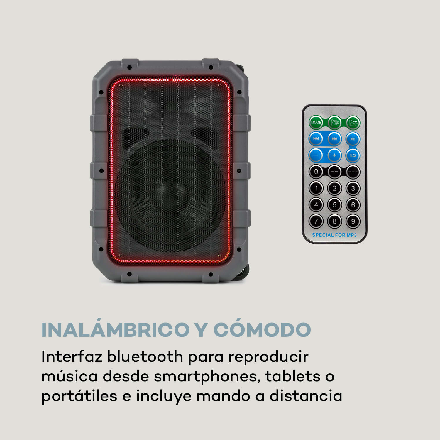 Spencer altavoz PA portátil 60 W BT impermeable según IPX4 Negro/gris