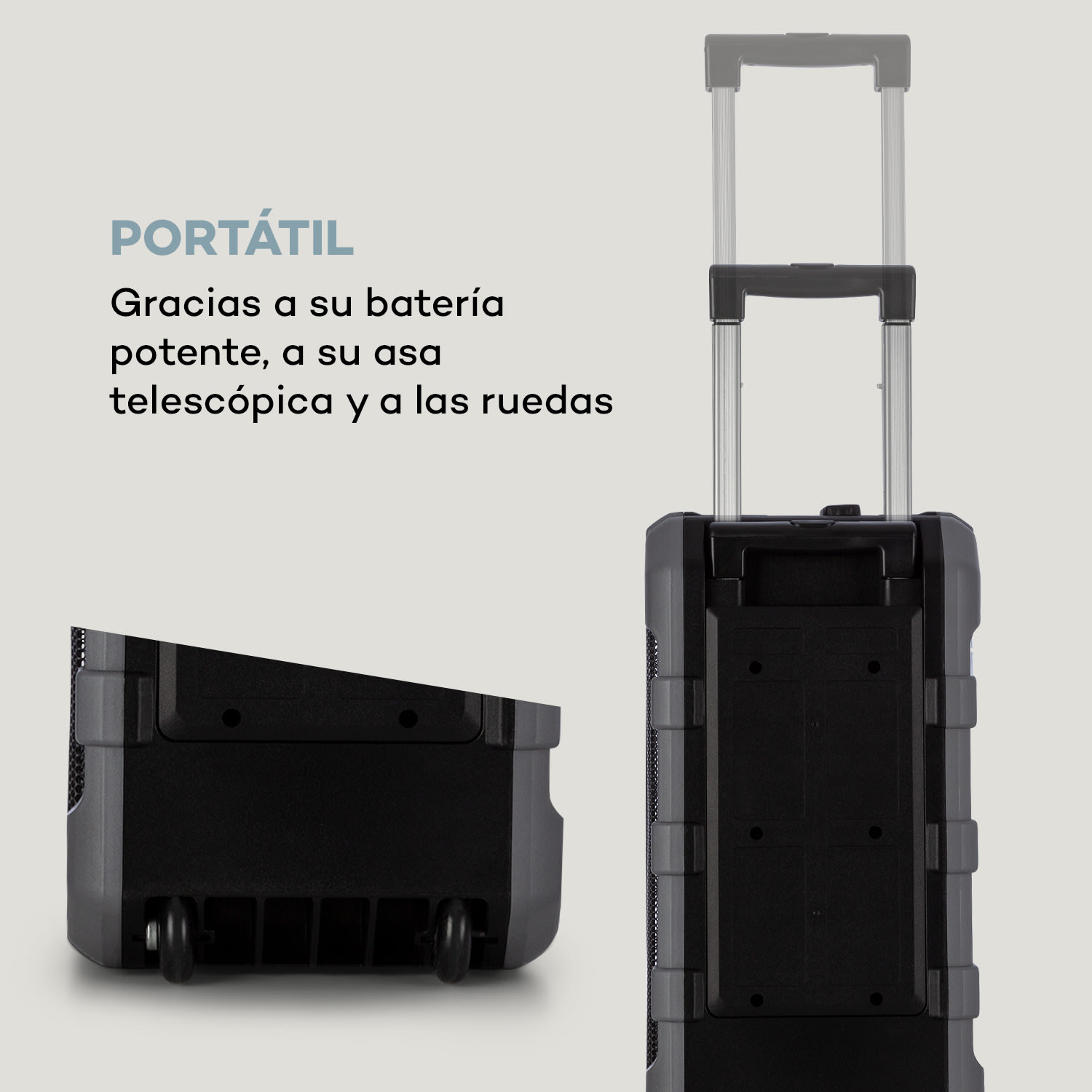 Spencer altavoz PA portátil 60 W BT impermeable según IPX4 Negro/gris
