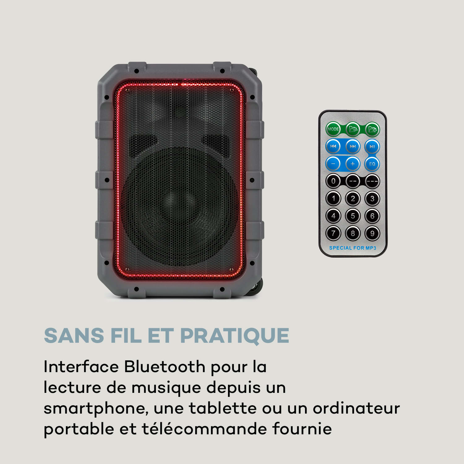 Spencer Enceinte sono portable Bluetooth 60W étanche IPX4 noir & gris 