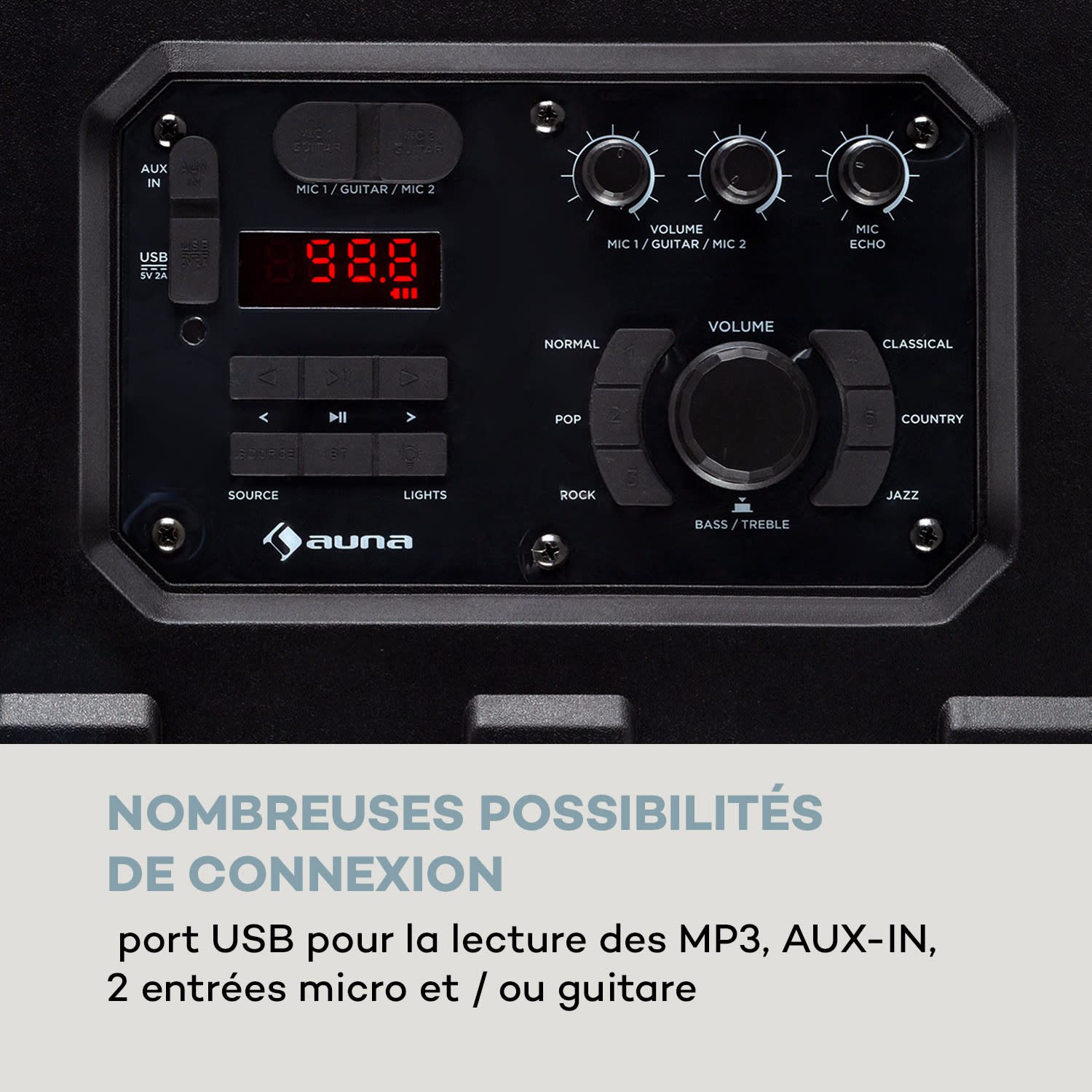 Spencer Enceinte sono portable Bluetooth 60W étanche IPX4 noir & gris 