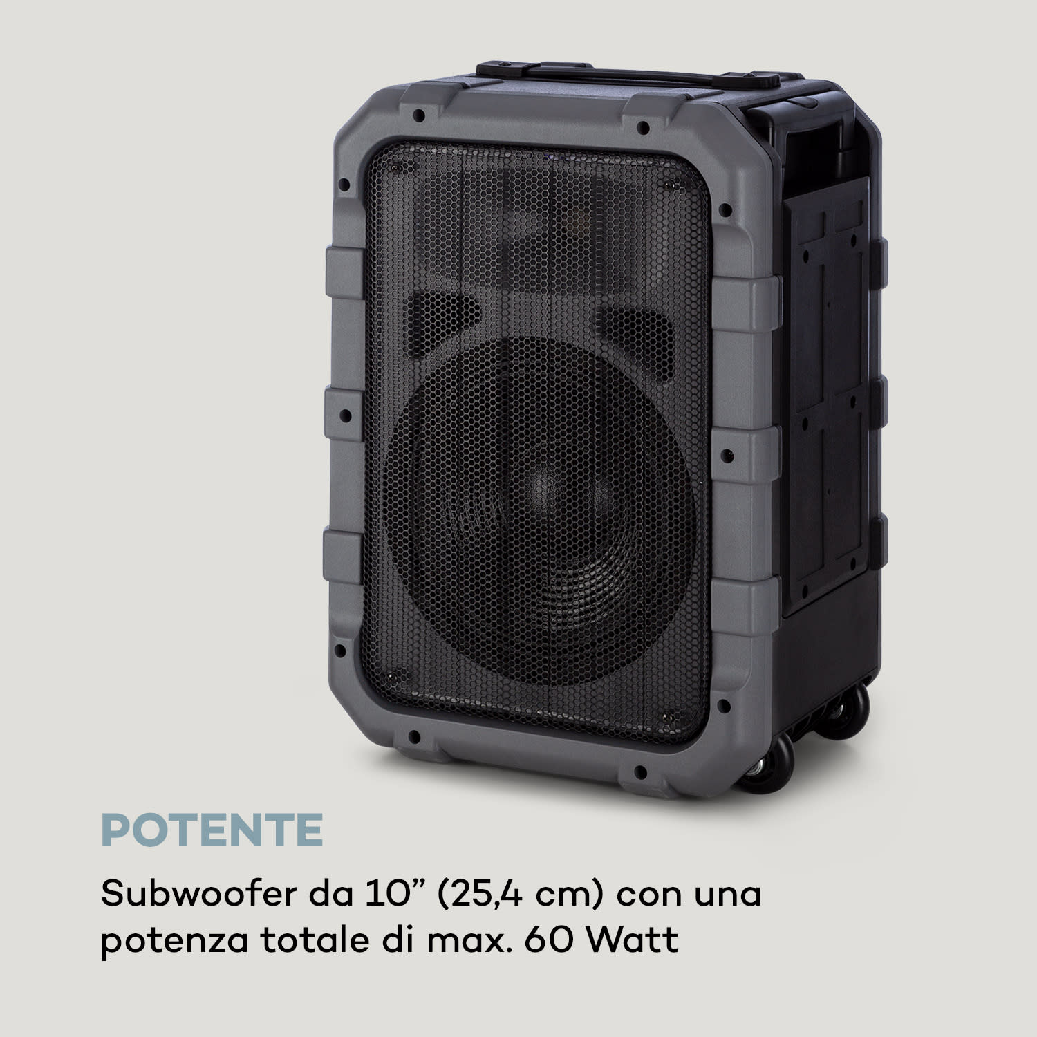 Spencer altoparlante PA portatile 60W BT impermeabile secondo IPX4 nero/grigio 