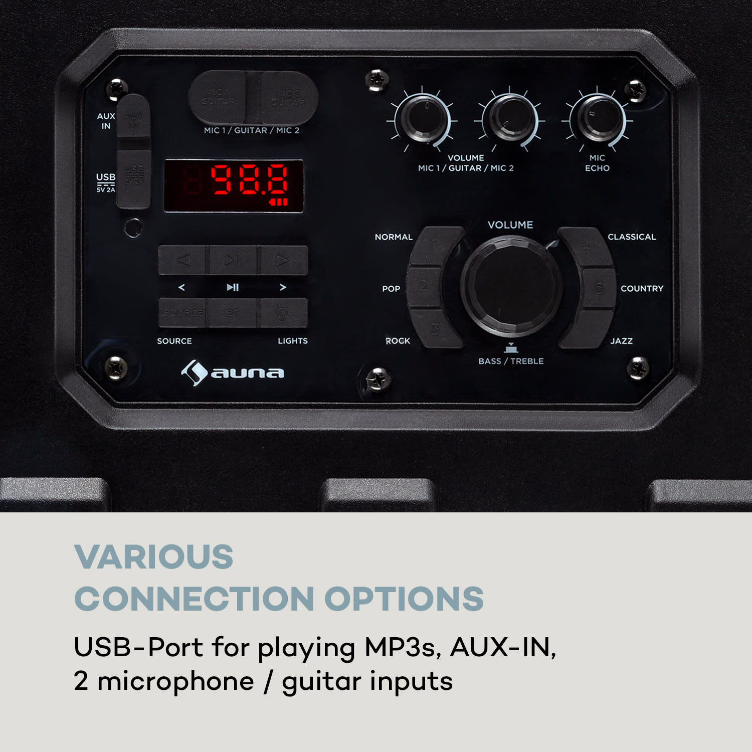 Spencer, prenosný PA reproduktor, 60 W, BT, vodotesný podľa IPX4, čierny/sivý 