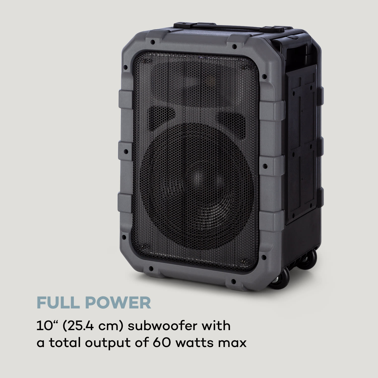 Spencer, přenosný PA reproduktor, 60 W, BT, vodotěsný podle IPX4, černý/šedý