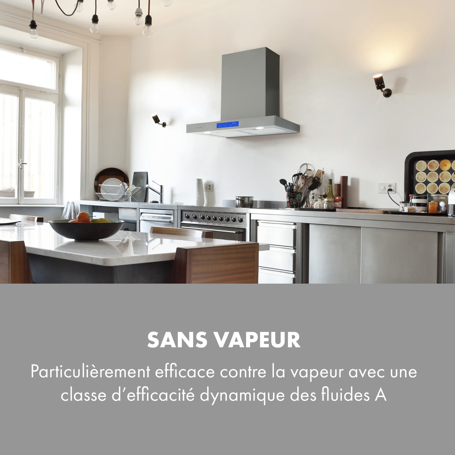 Sabrina Hotte murale aspirante 60cm 575 m3/h  Classe A - inox 60 cm | Argent Métallisé