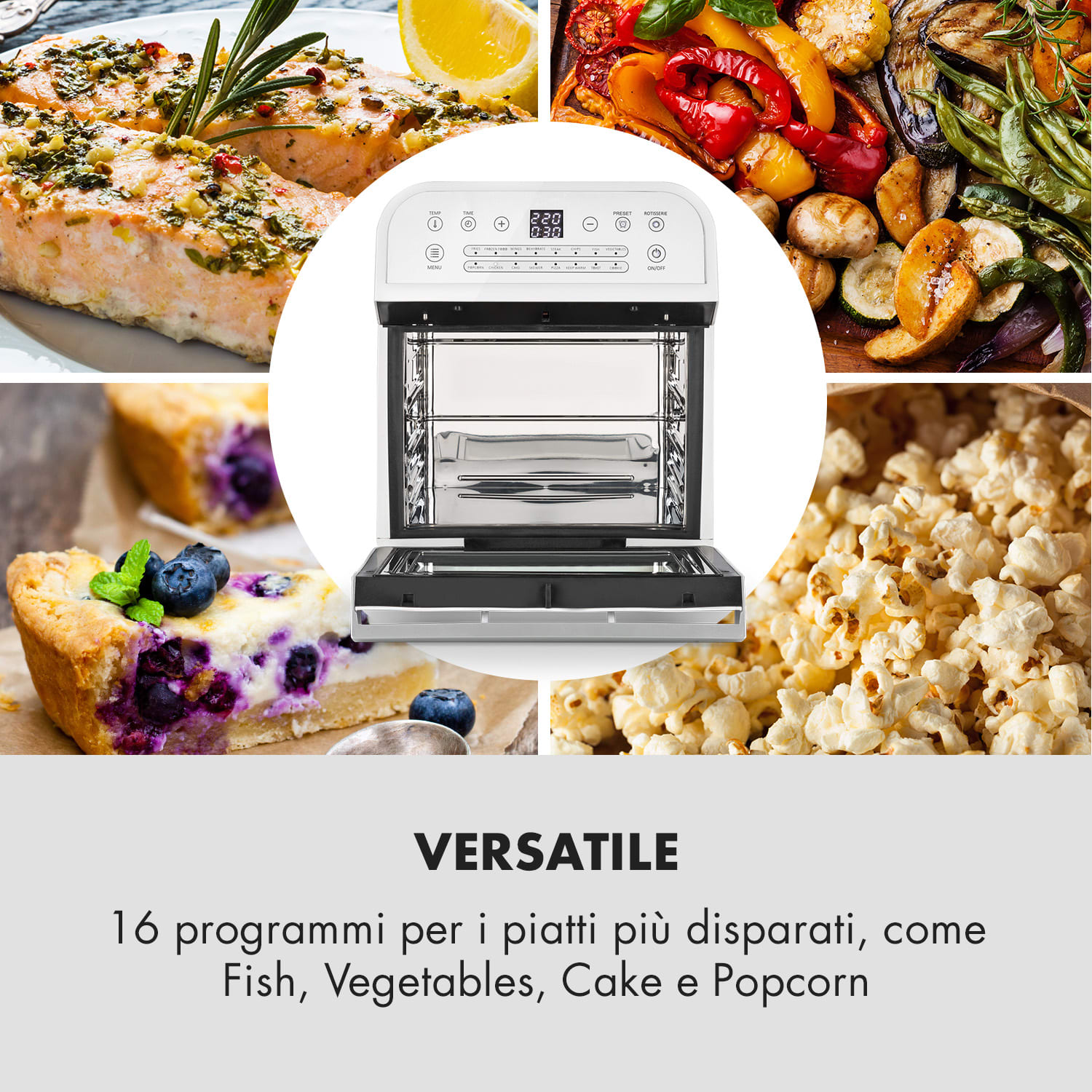 AeroVital Cube friggitrice ad aria 1600W 12l timer 16 programmi bianco Bianco