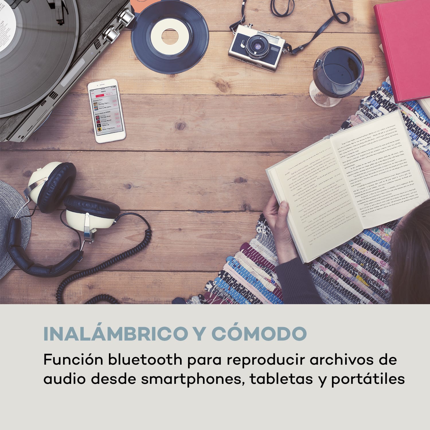 Equipo estéreo Oakland DAB Retro DAB+/FM Función BT Vinilo CD Cassette Madera Negra