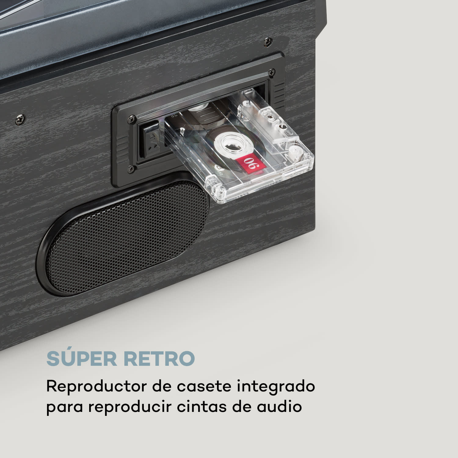 Equipo estéreo Oakland DAB Retro DAB+/FM Función BT Vinilo CD Cassette Madera Negra