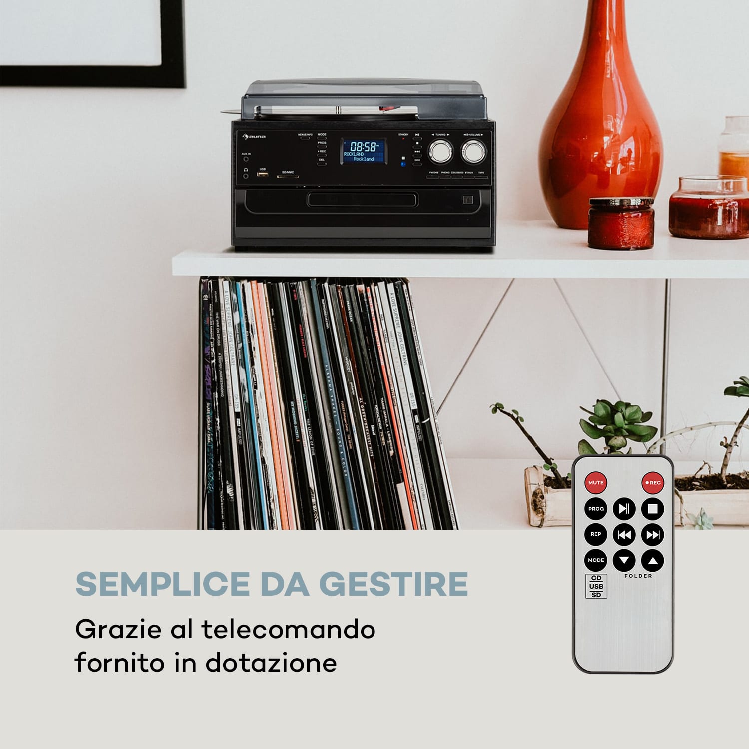 Oakland DAB Retro Stereo DAB+/FM BT Funzione Vinile CD Cassetta Legno nero