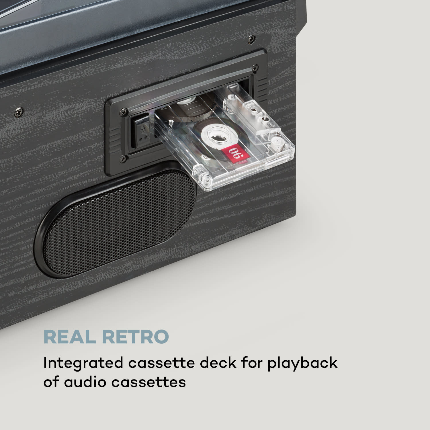 Oakland DAB retro stereo system DAB+/FM BT function vinyl CD cassette Black Wood