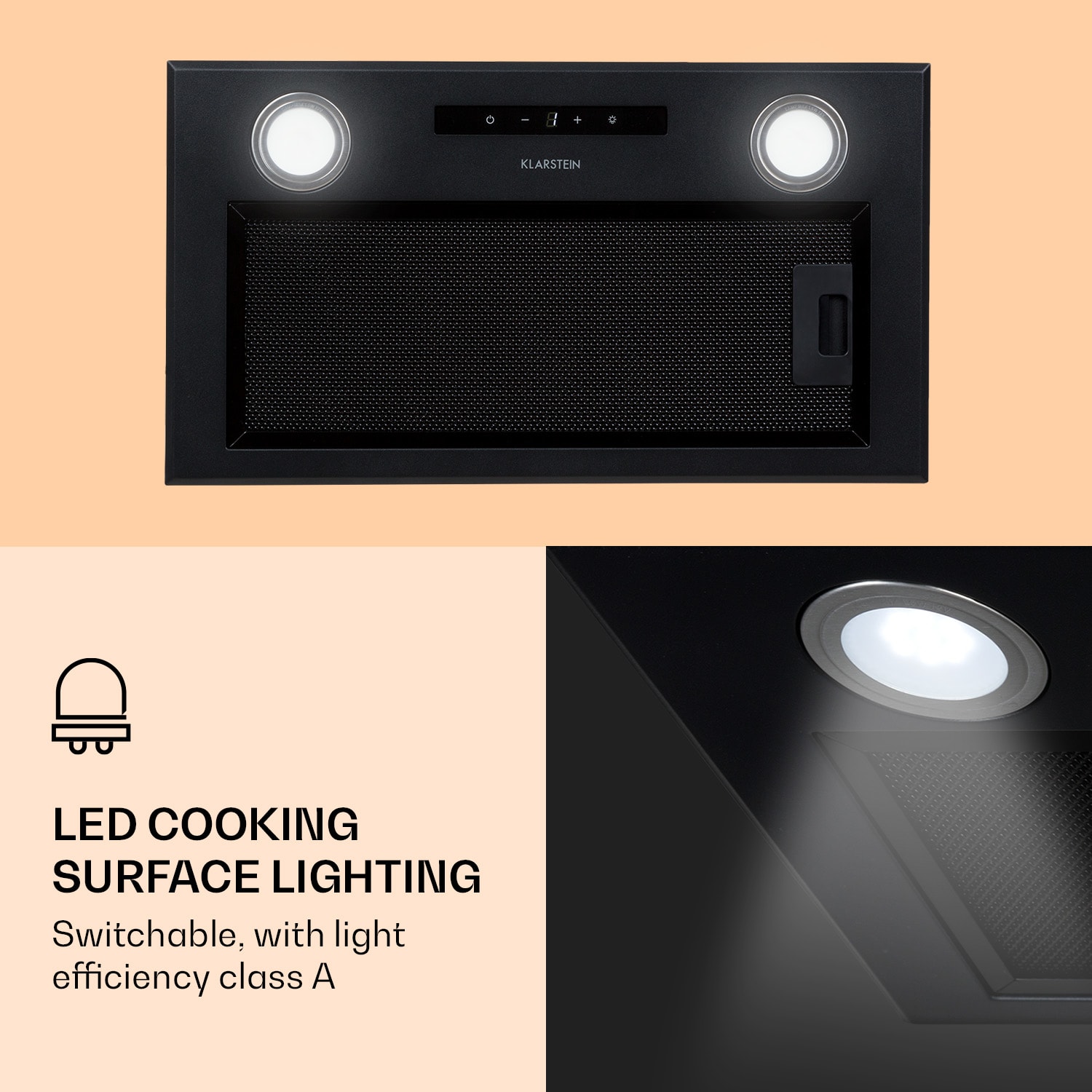 Paolo, digestoř, 52,5 cm, vestavná, 600 m³/h, LED, černá 52 cm | Černá