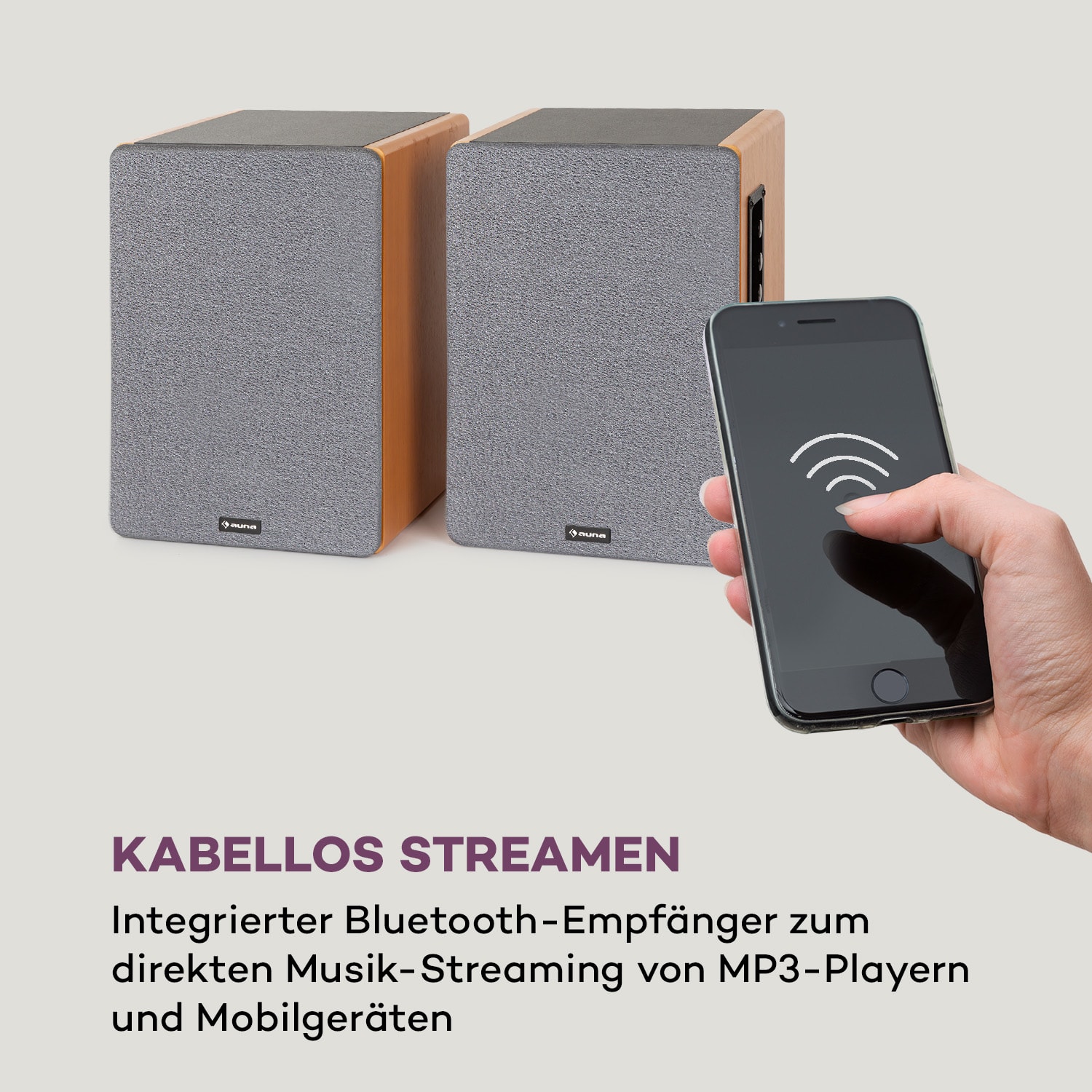 Linie 400 A Regallautsprecher Aktivboxen-Paar 2x20W RMS BT/USB/SD MP3 4" Woofer