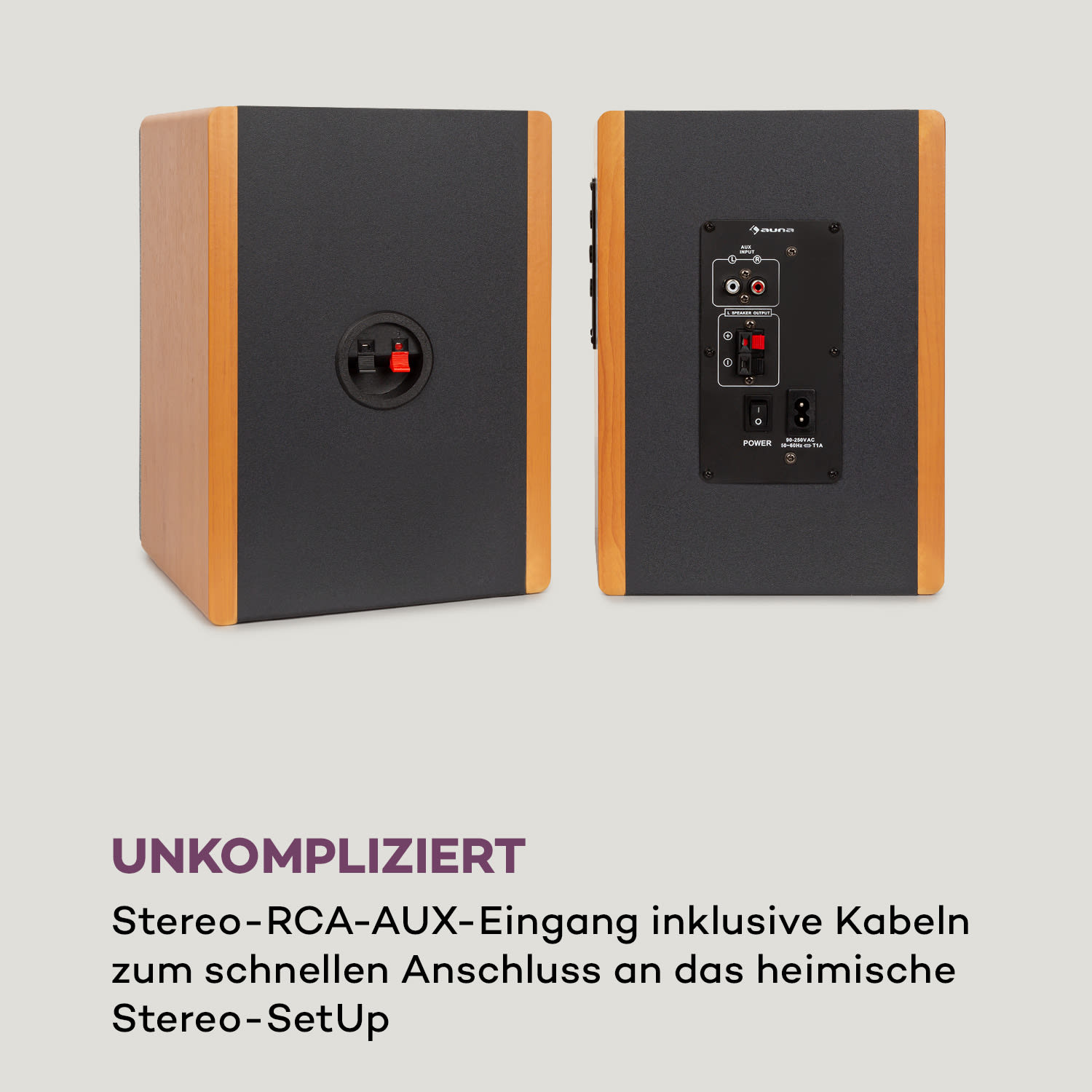 Linie 400 A Regallautsprecher Aktivboxen-Paar 2x20W RMS BT/USB/SD MP3 4" Woofer