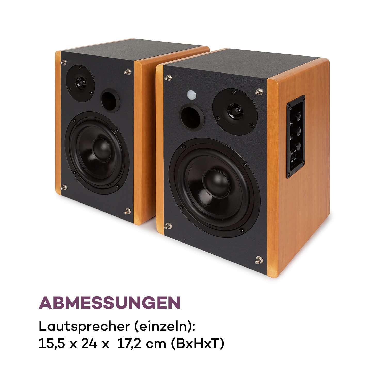 Linie 400 A Regallautsprecher Aktivboxen-Paar 2x20W RMS BT/USB/SD MP3 4" Woofer