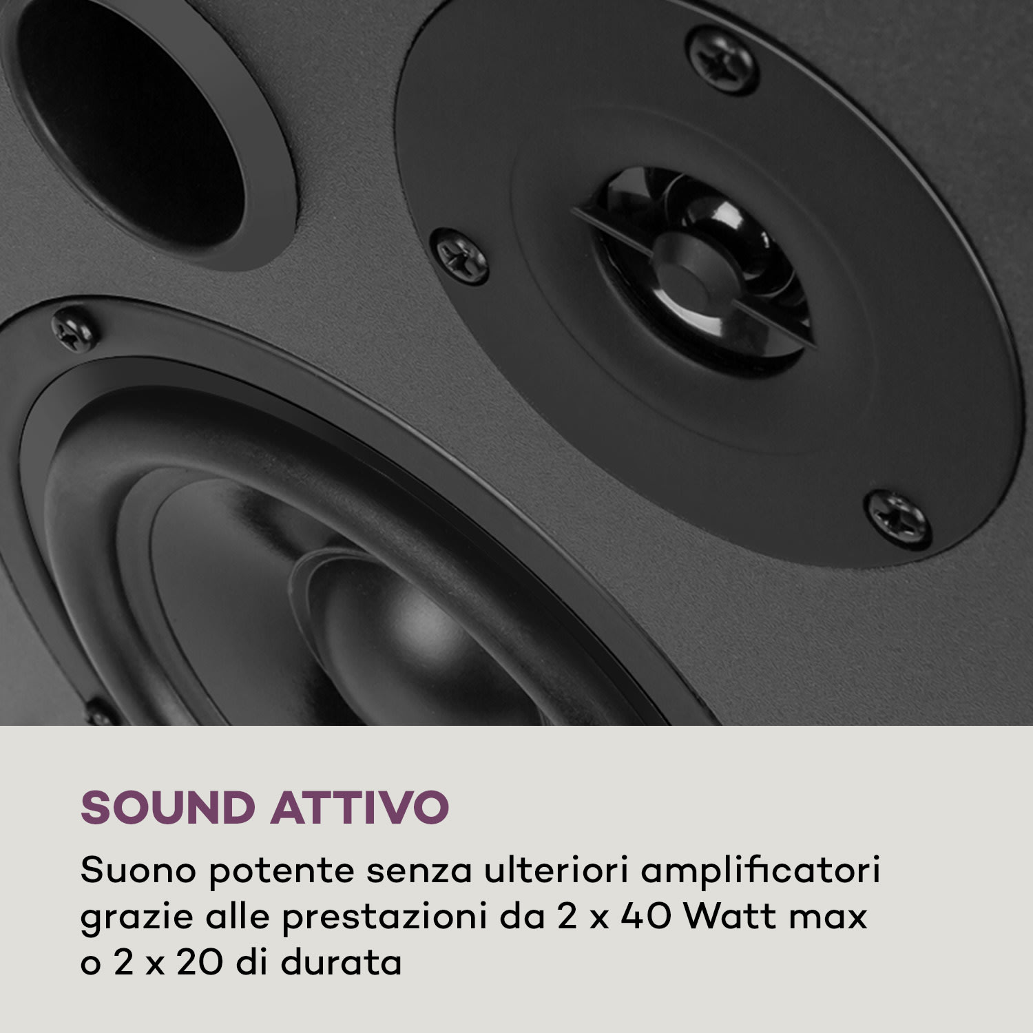 Linie 400 A Coppia di Casse Attive da Mensola 2x20W Effetto Legno/nero Woofer da 4"