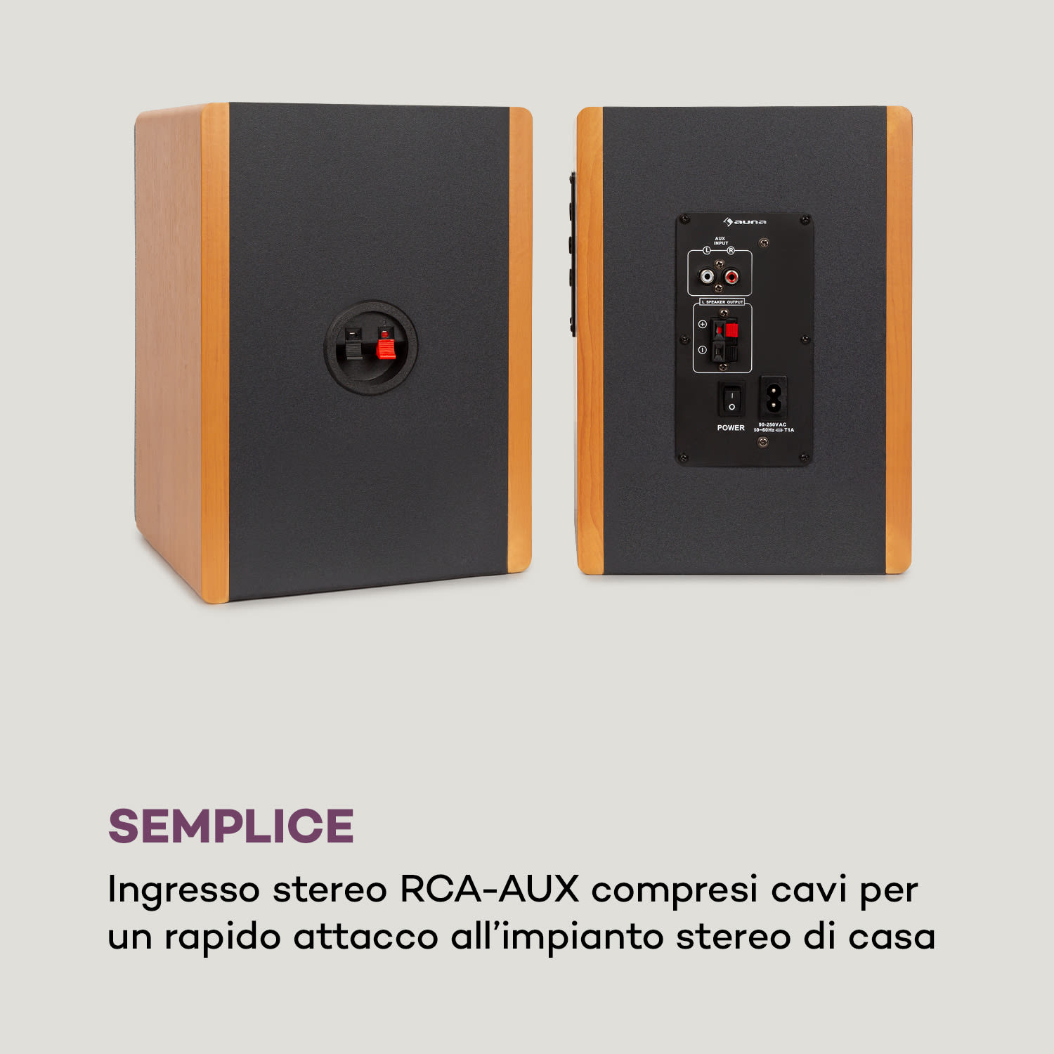 Linie 400 A Coppia di Casse Attive da Mensola 2x20W Effetto Legno/nero Woofer da 4"