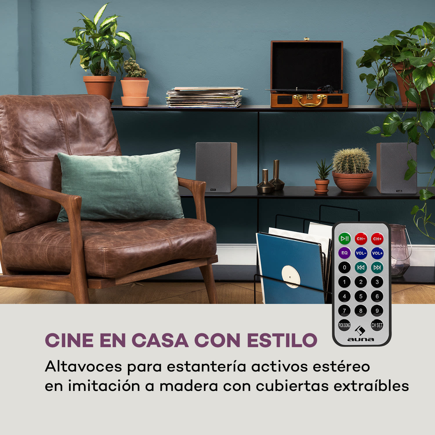 Linie 500 A Altavoces de estantería Par de altavoces activos de 30W Entradas óptica/coaxial Aspecto de madera 