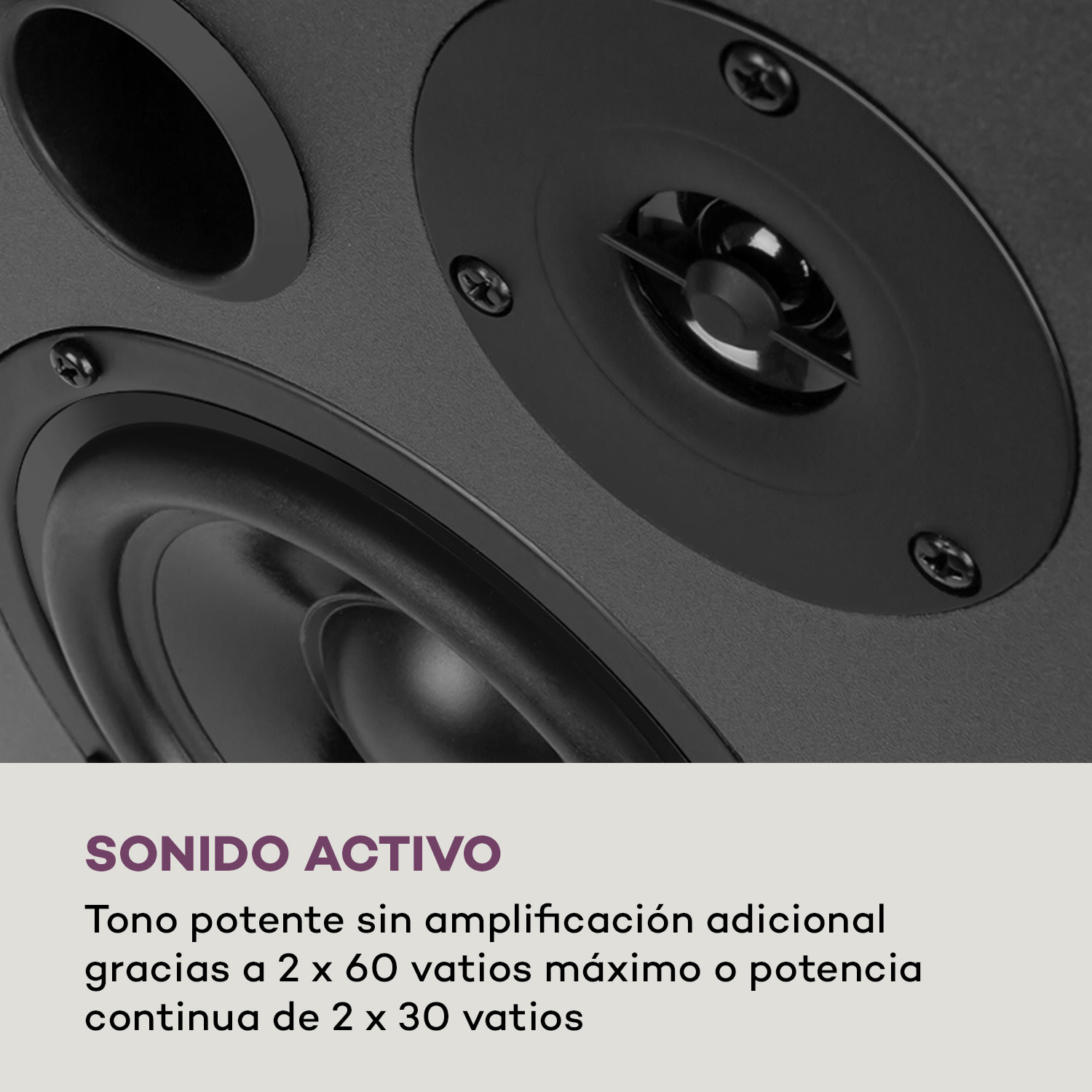 Linie 500 A Altavoces de estantería Par de altavoces activos de 30W Entradas óptica/coaxial Aspecto de madera 