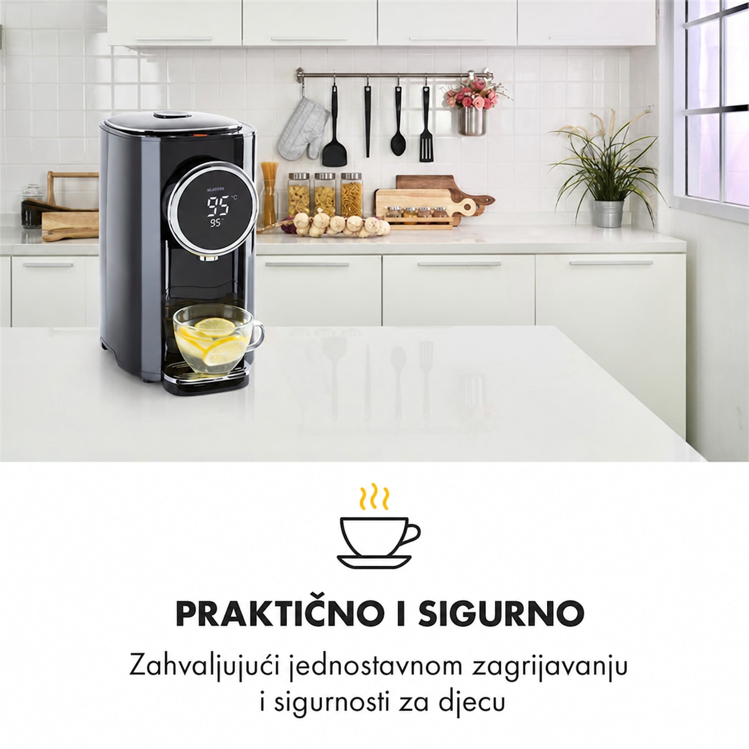 Hot Springs, spremnik za toplu vodu, 5l, spremnik za vodu od nehrajućeg čelika Crna
