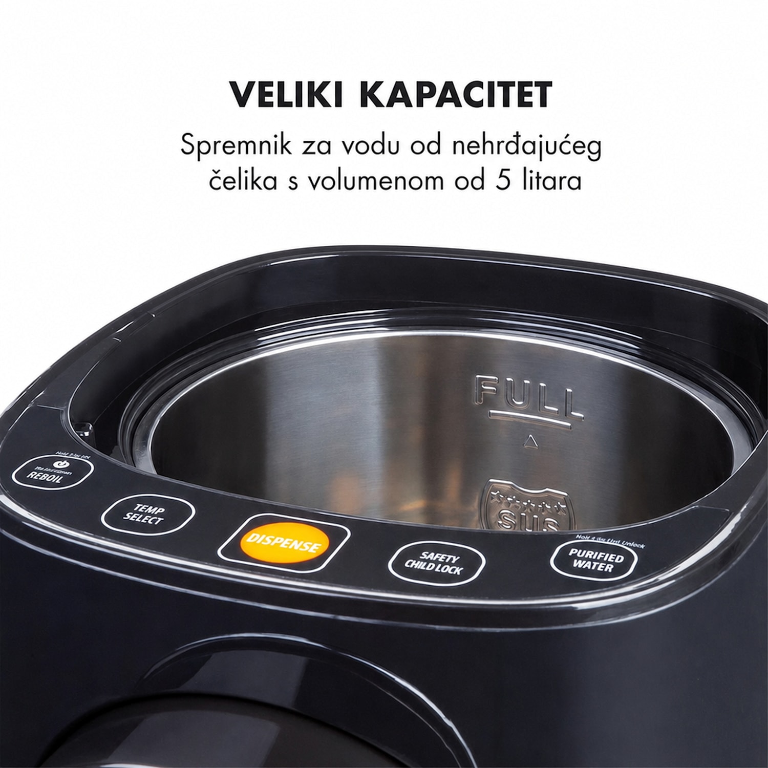Hot Springs, spremnik za toplu vodu, 5l, spremnik za vodu od nehrajućeg čelika Crna