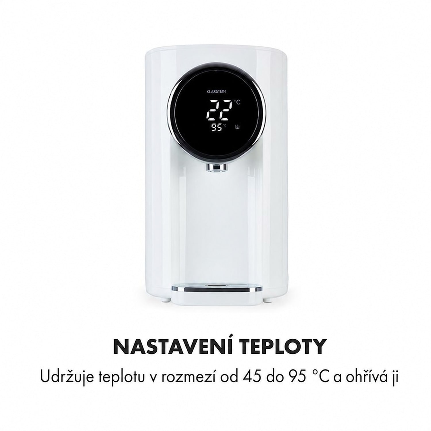 Hot Spring, dávkovač horké vody, 5 l, nádrž na vodu z nerezové oceli, 45-95 °C, bílý Bílá