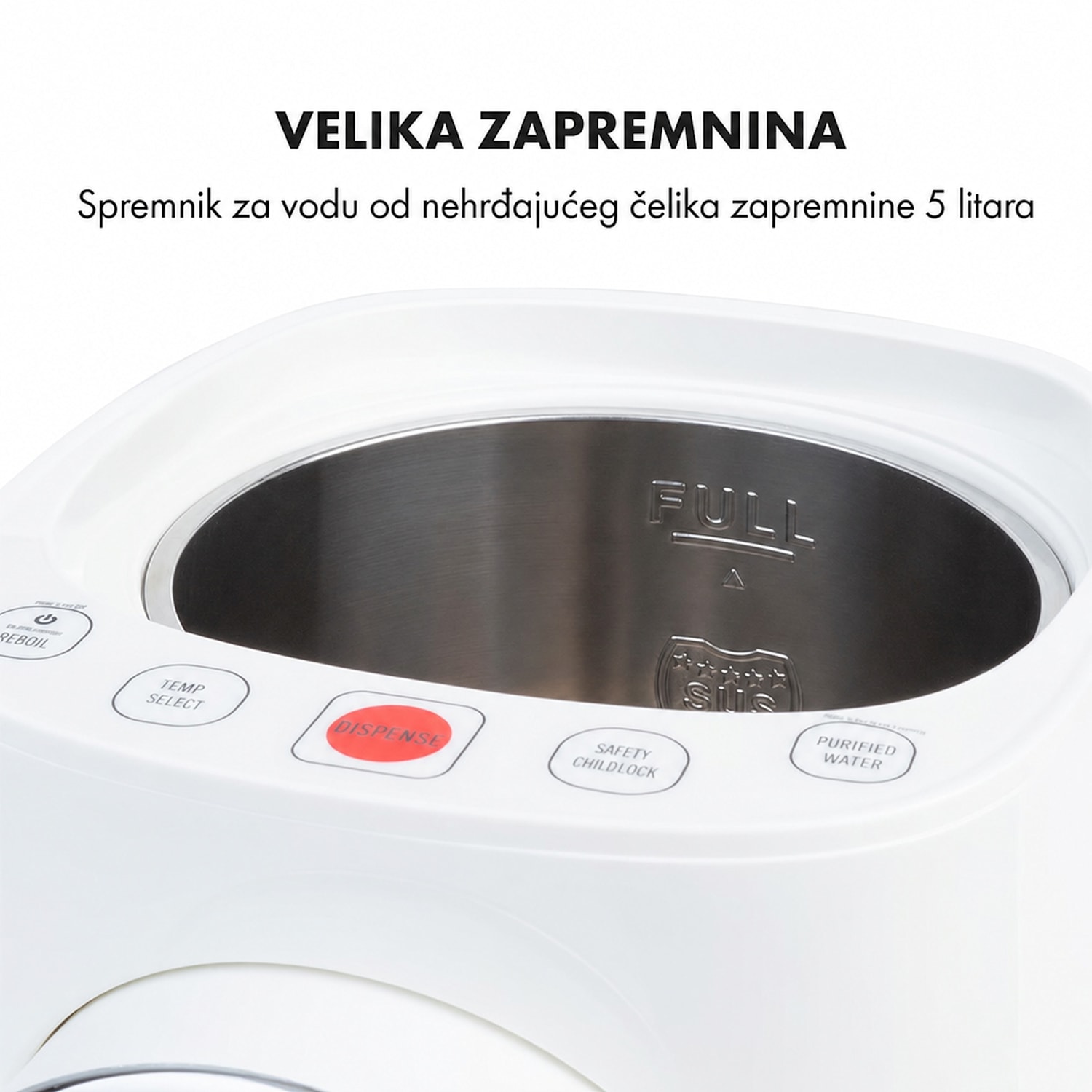 Hot Spring, točionik vruće vode, 5l, spremnik za vodu od nehrđajućeg čelika, 45-95 °C, bijeli Bijela