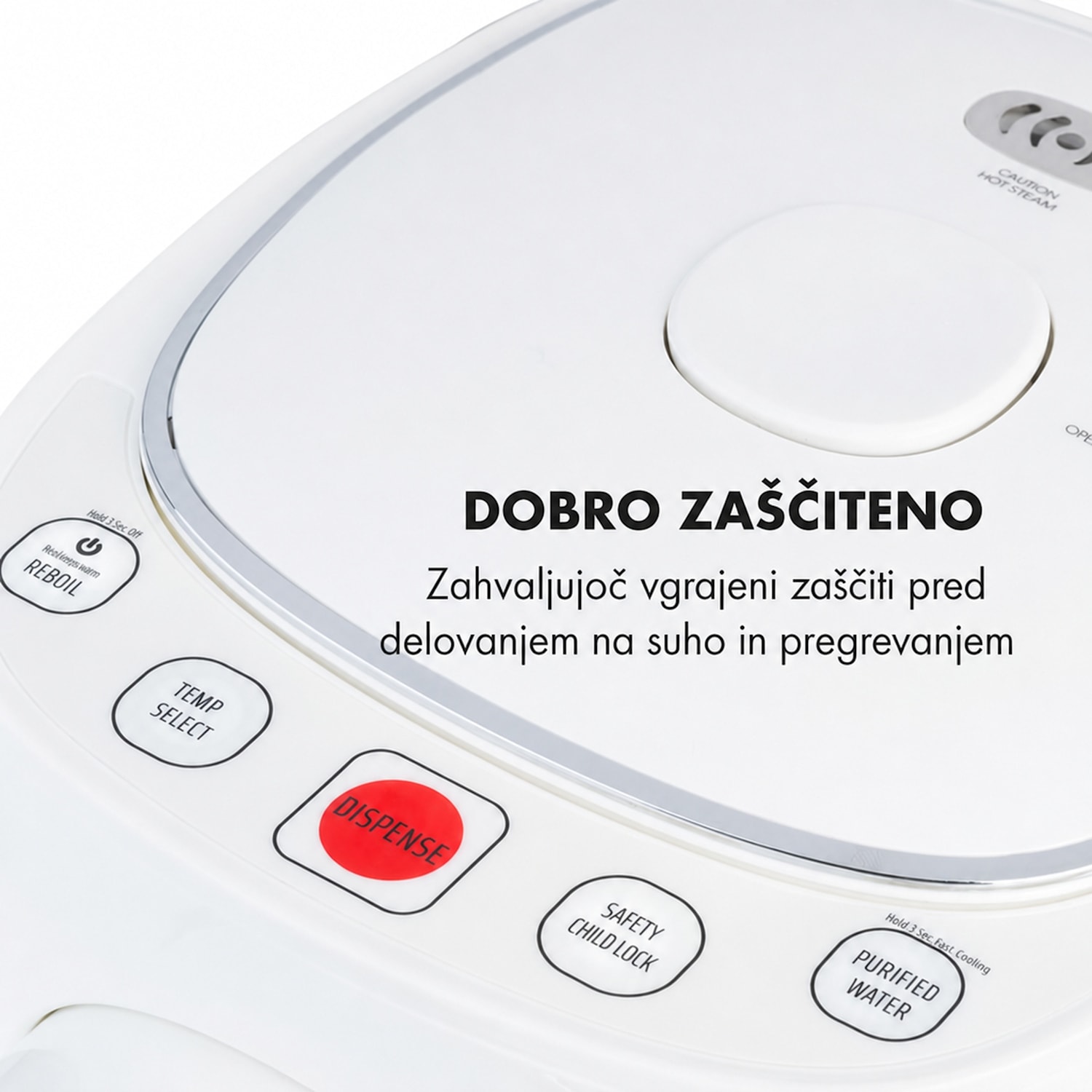 Hot Spring, dozirnik vroče vode, 5 l, posoda za vodo iz nerjavečega jekla, 45-95 °C, bela barva Bela