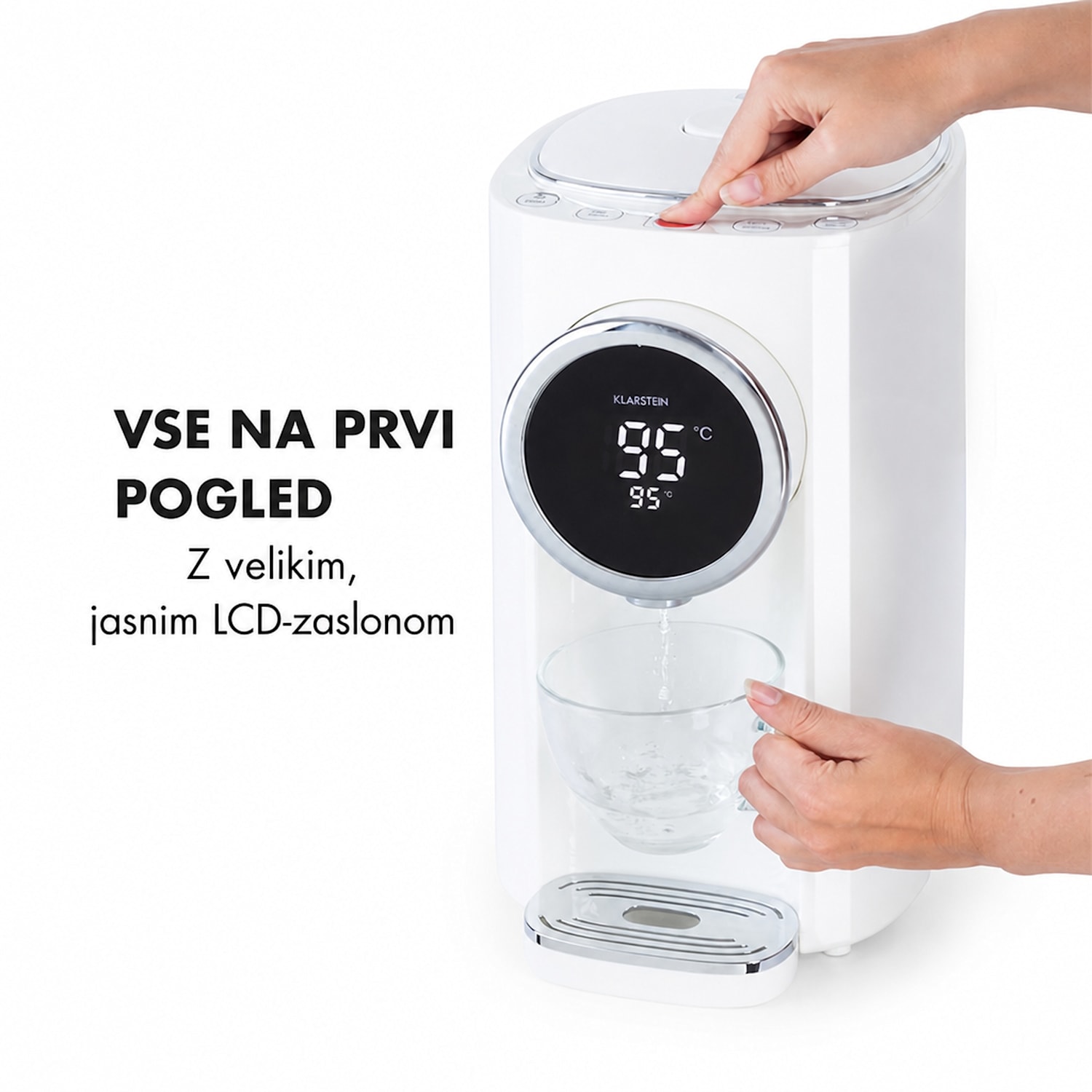 Hot Spring, dozirnik vroče vode, 5 l, posoda za vodo iz nerjavečega jekla, 45-95 °C, bela barva Bela