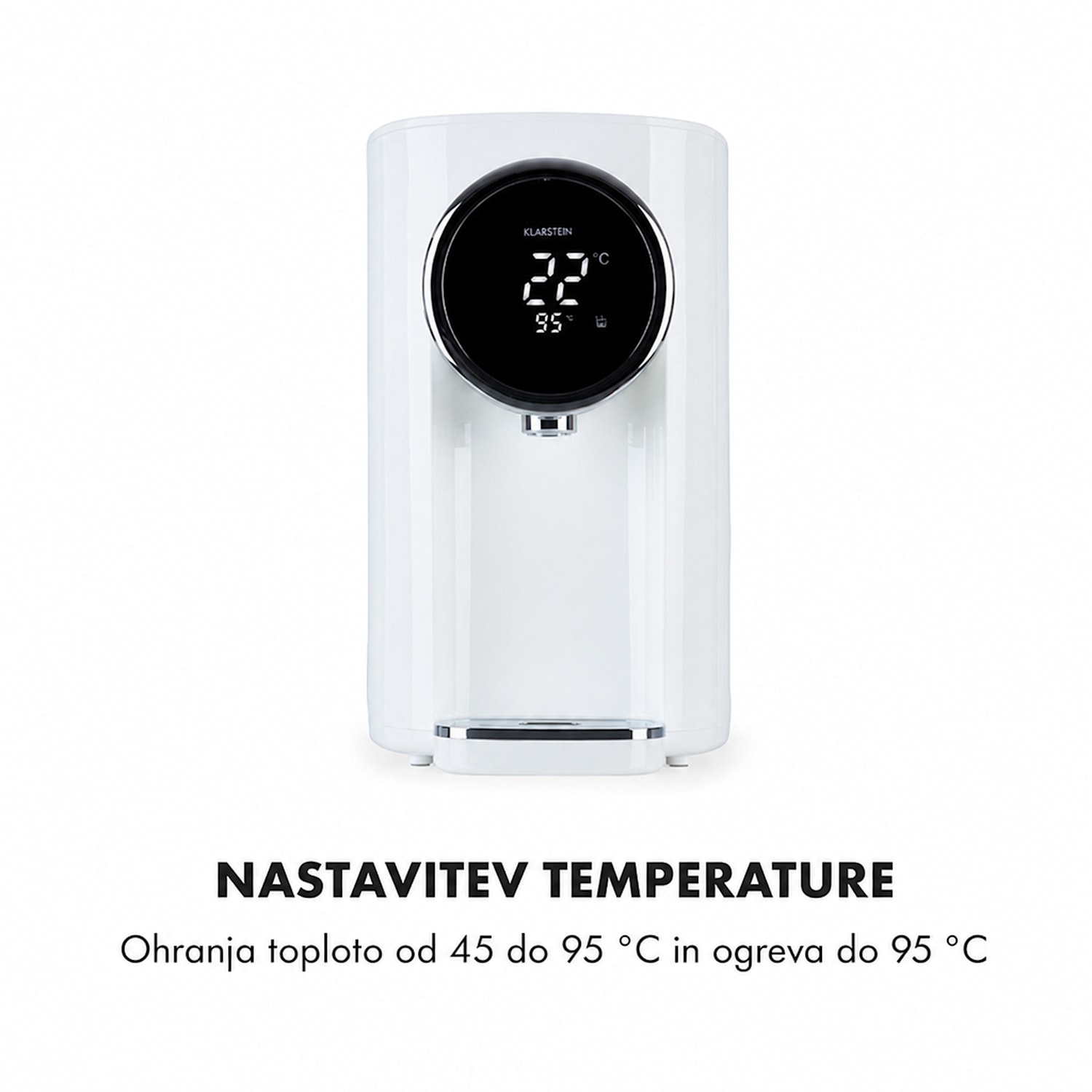 Hot Spring, dozirnik vroče vode, 5 l, posoda za vodo iz nerjavečega jekla, 45-95 °C, bela barva Bela
