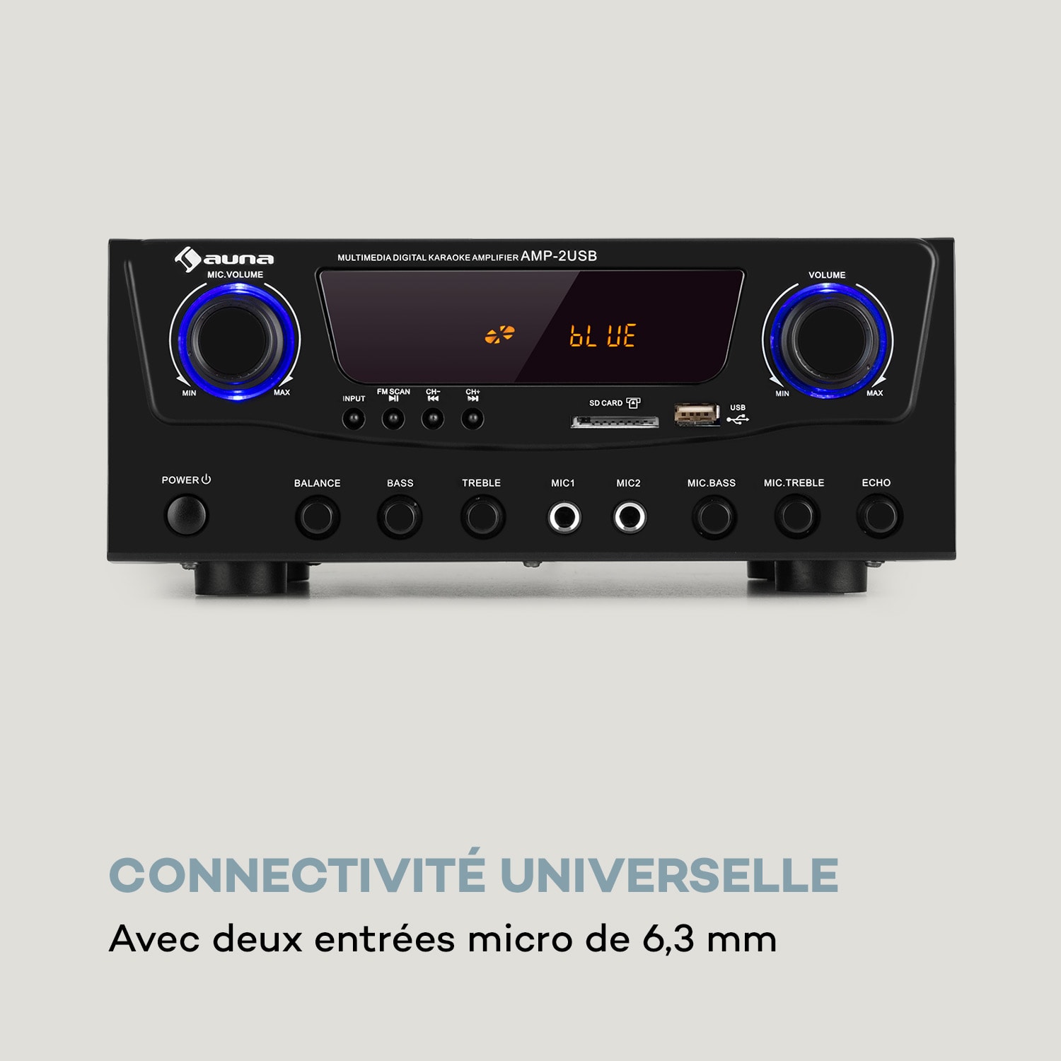 Amp-2 BT amplificateur HiFi 2x50 W BT USB SD 2 x micro noir Noir