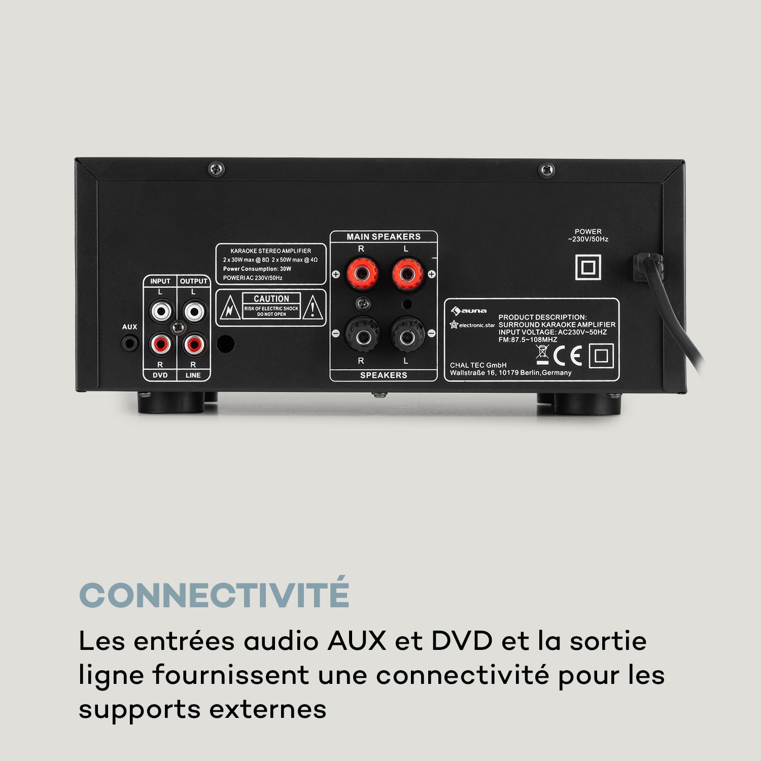 Amp-2 BT amplificateur HiFi 2x50 W BT USB SD 2 x micro noir Noir