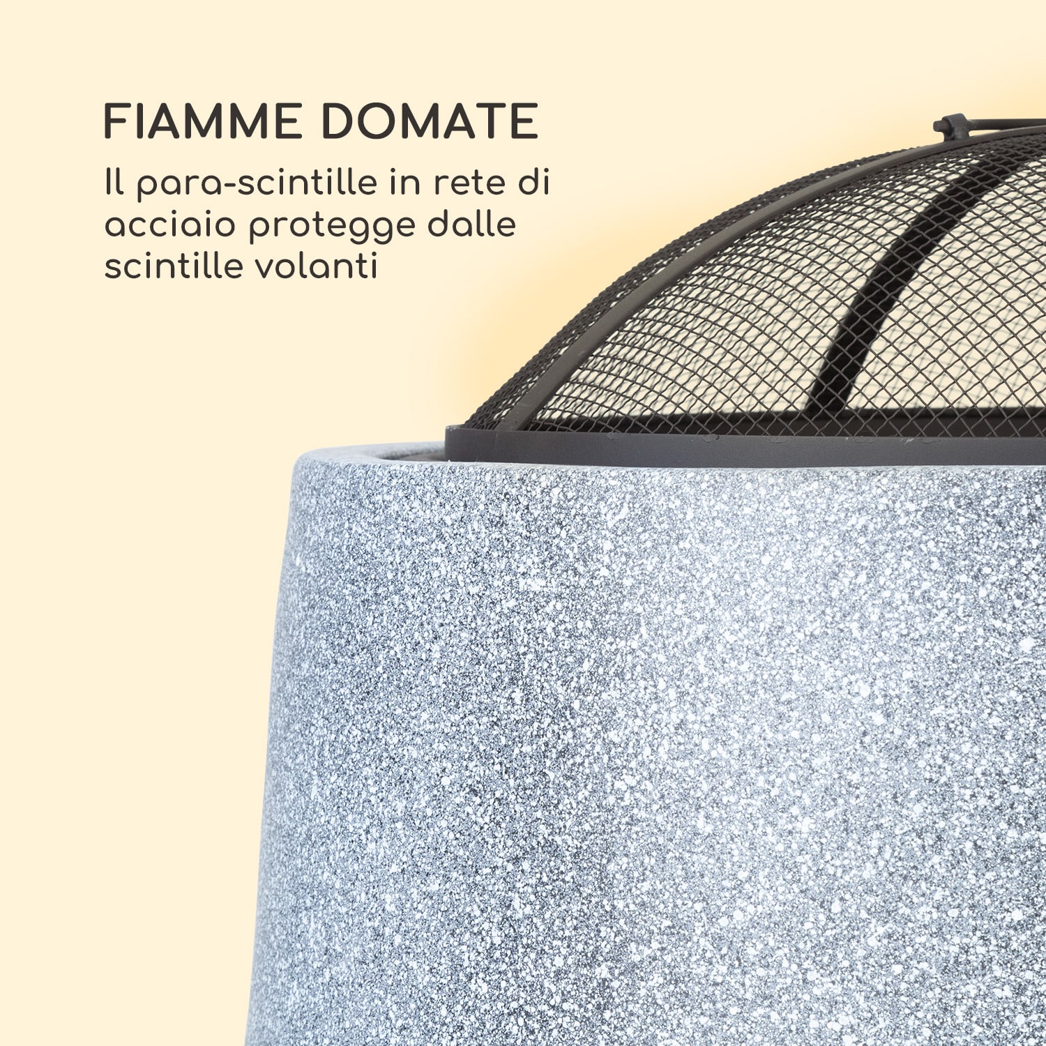 Evora braciere Ø45cm graticola pietra artificiale acciaio nero/effetto pietra 