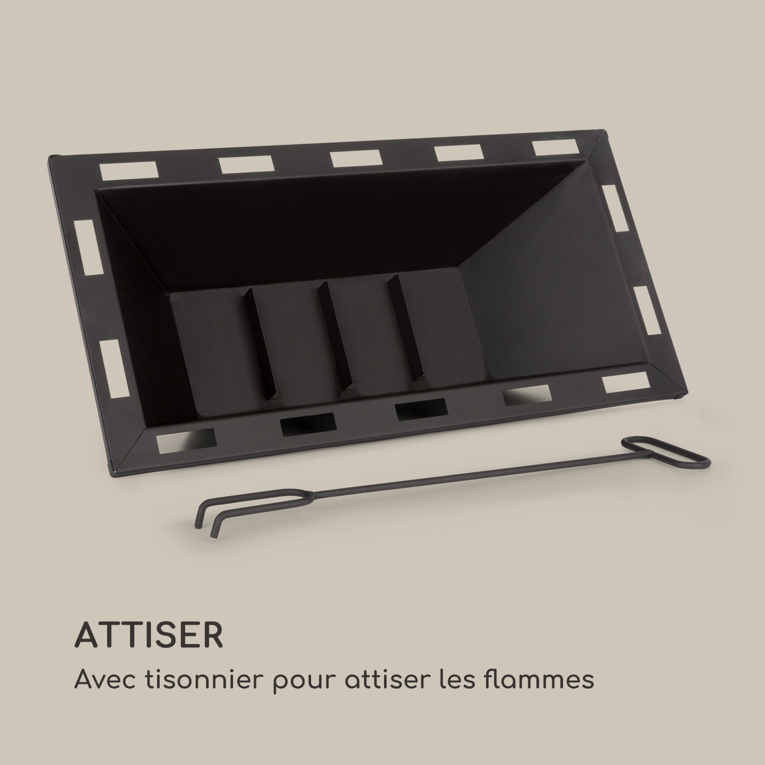 Matera Braséro de jardin 50,5 x 26,5 cm pierre artificielle acier noir 