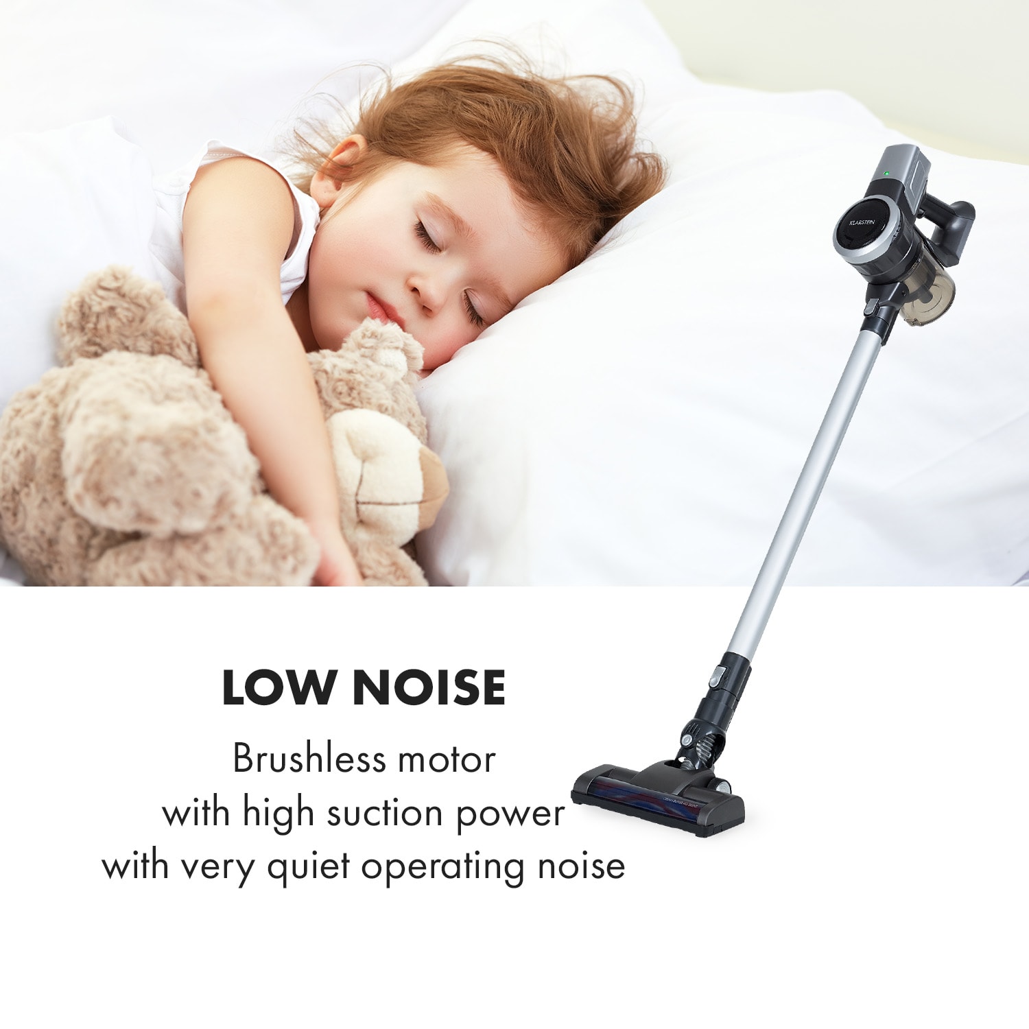 Clean Butler 4G Silent, akumulátorový vysávač, 16 kPa, 0,8 l, HEPA10, čierny Čierna