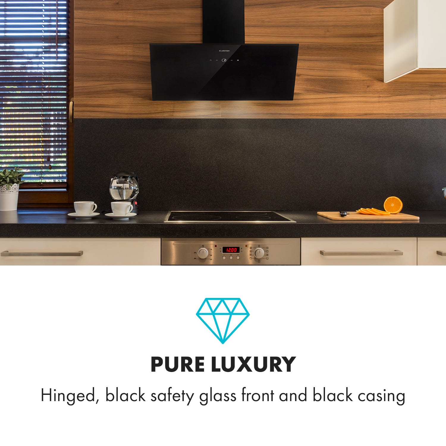 Laurel 90 afzuigkap 90cm afvoer: 350m³/h led touch zwart