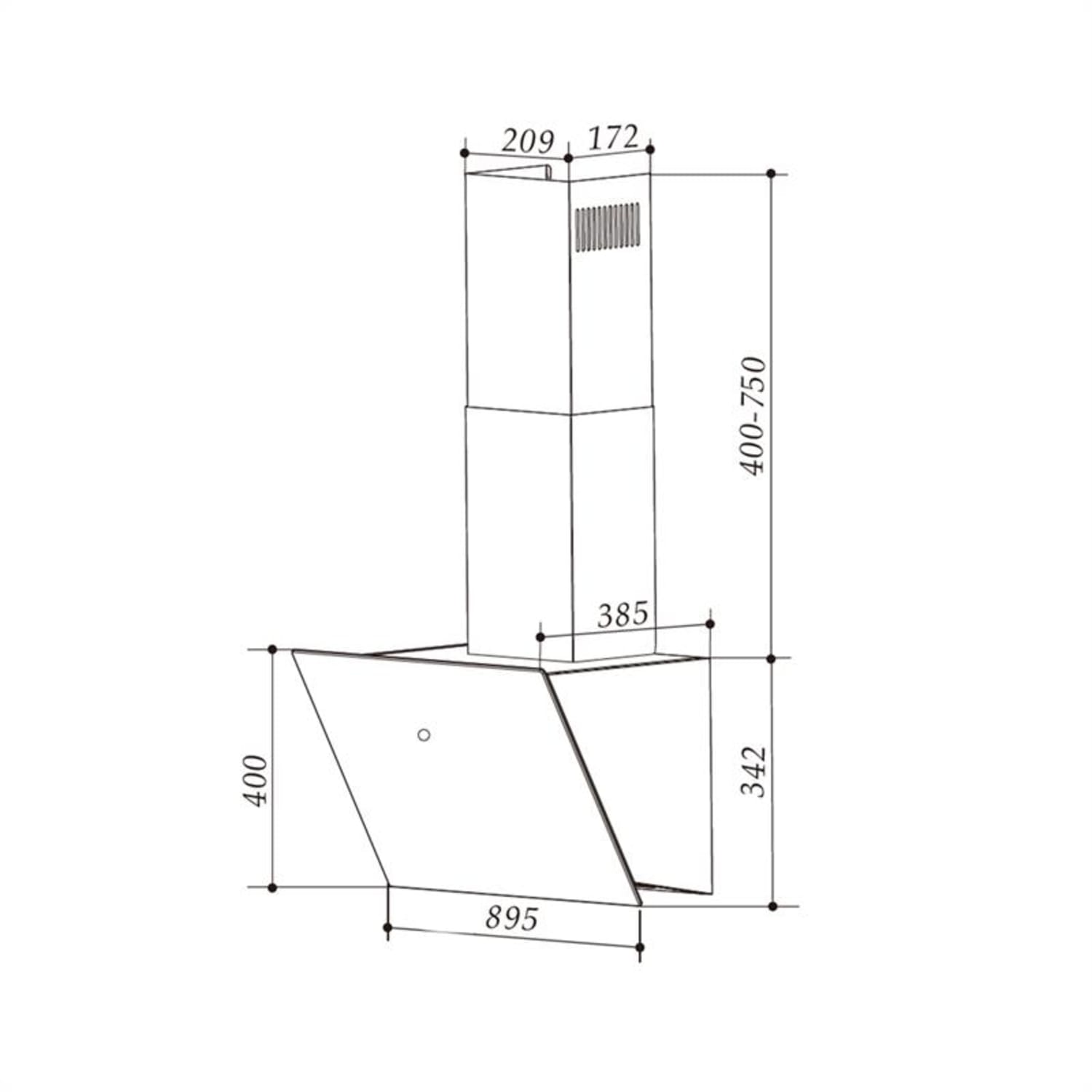 Laurel 90 afzuigkap 90cm afvoer: 350m³/h led touch zwart