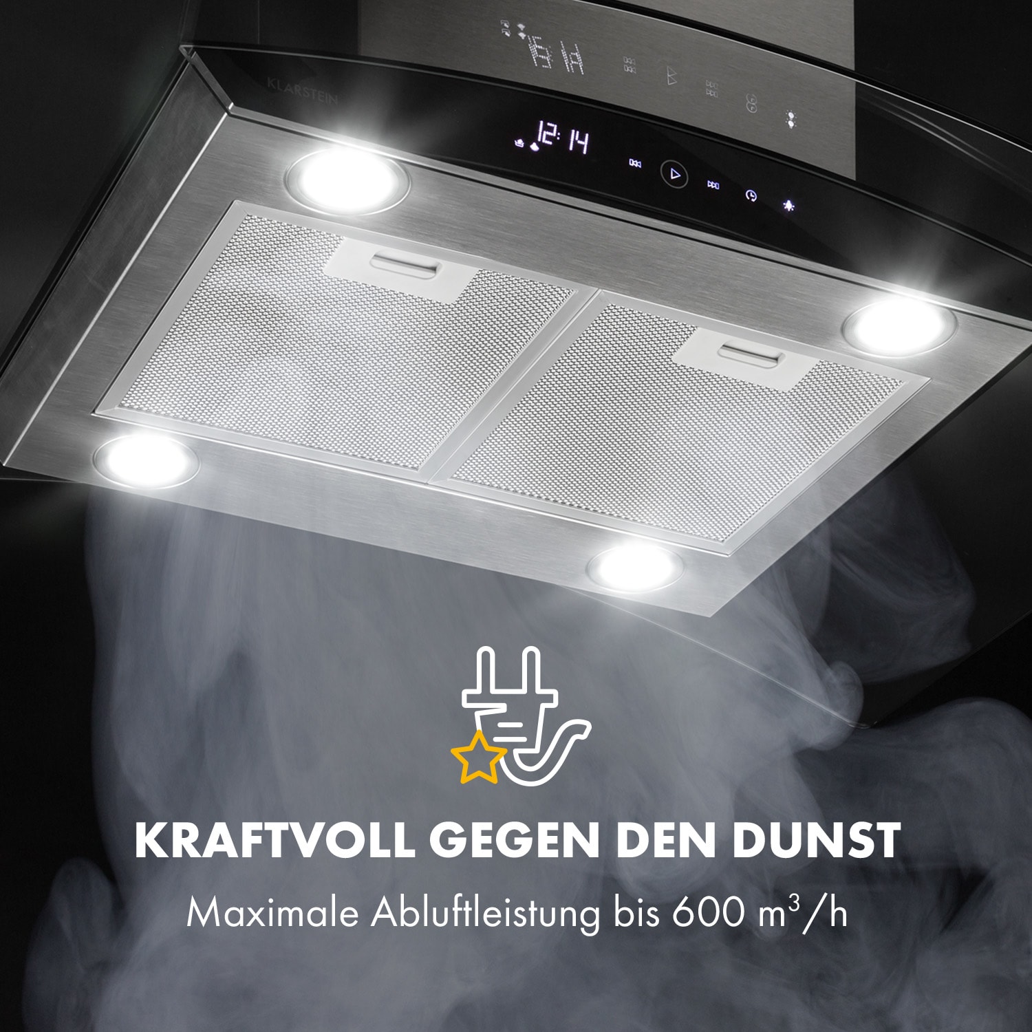 Colette Dunstabzugshaube 90cm 600m³/h EEK A Edelstahl silber 