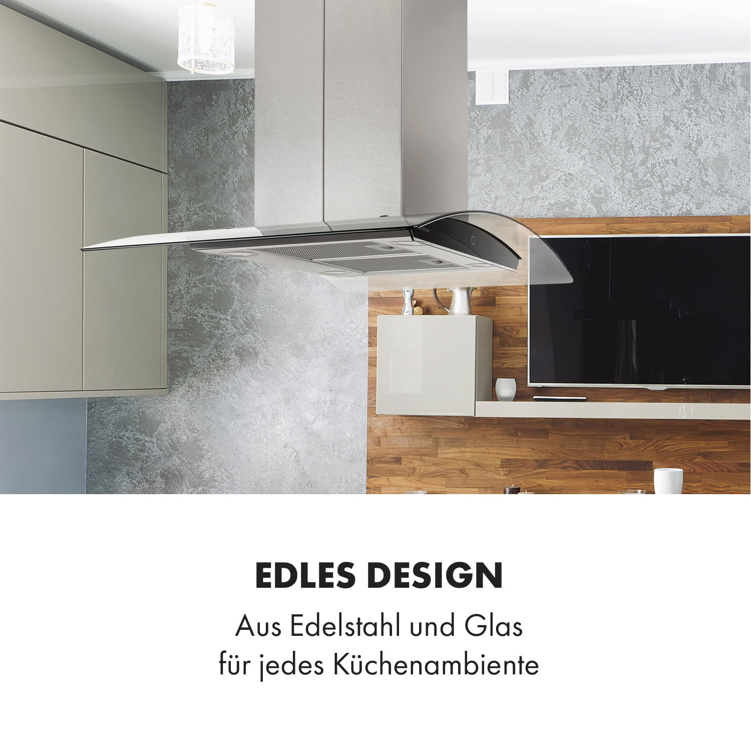 Colette Dunstabzugshaube 90cm 600m³/h EEK A Edelstahl silber 