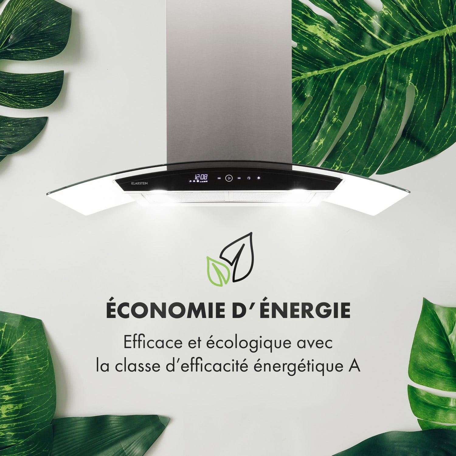 Colette Hotte aspirante îlot 90cm 600 m³/h Classe A - inox argent 