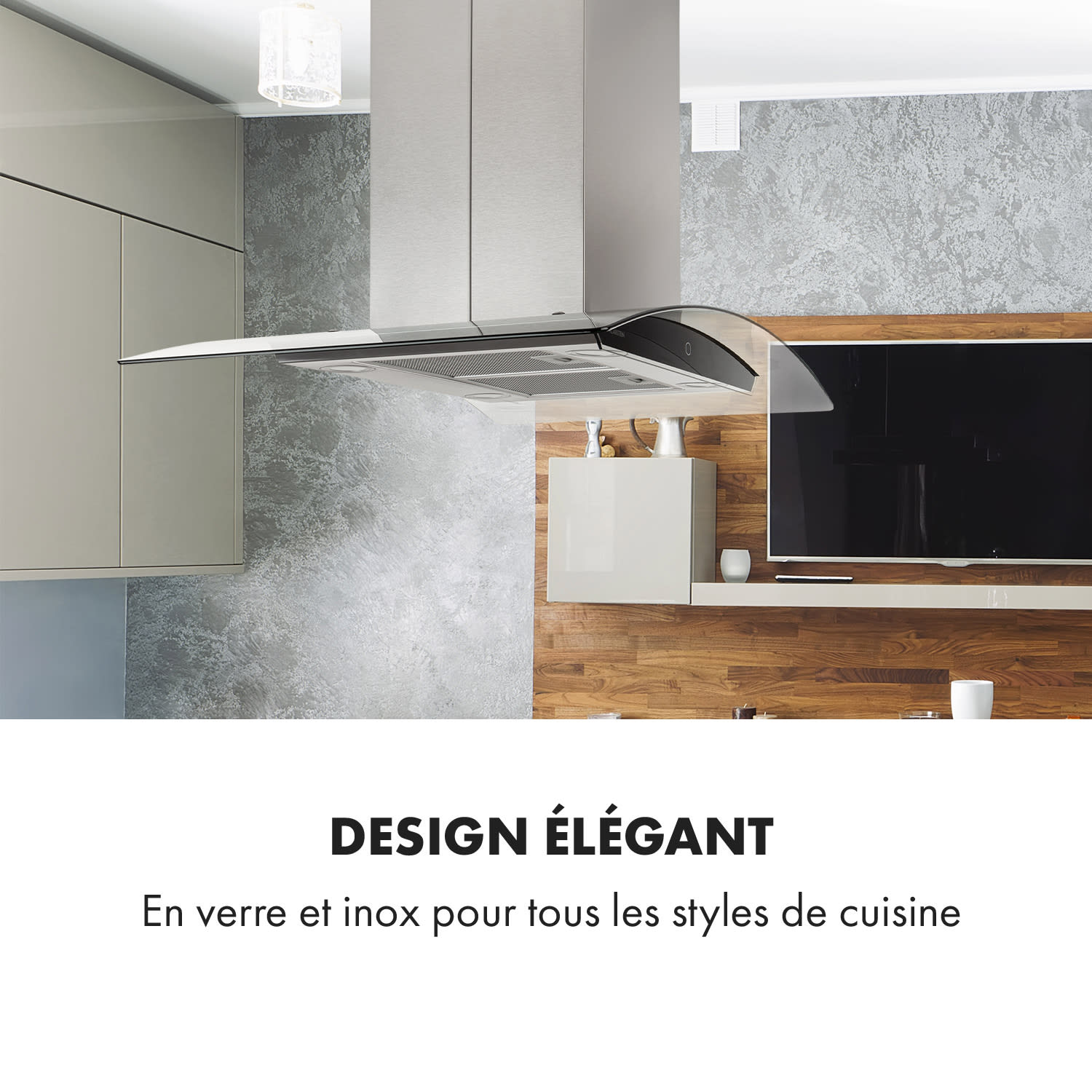 Colette Hotte aspirante îlot 90cm 600 m³/h Classe A - inox argent 