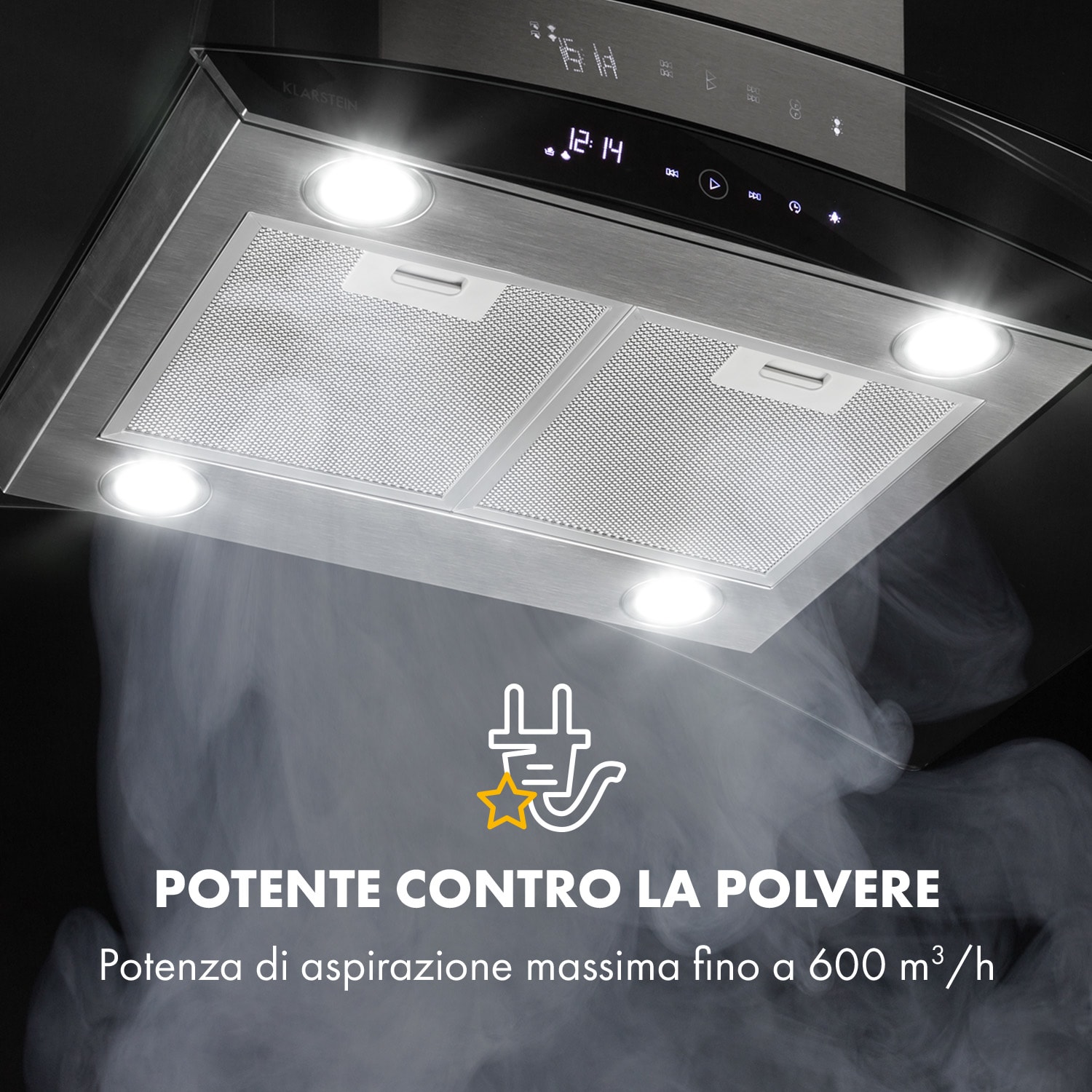 Colette cappa aspirante 90cm 600m³/h EEK A acciaio inox argento 