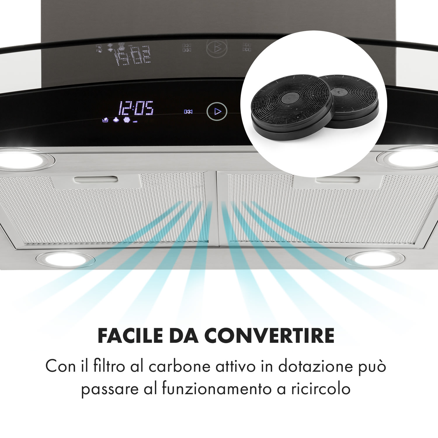 Colette cappa aspirante 90cm 600m³/h EEK A acciaio inox argento 