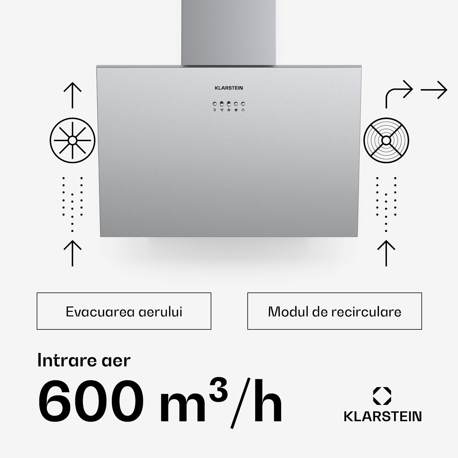 Silver Lining 60, hotă de aburi, 60 cm, 600m³/h, EEK, A, oțel inoxidabil 60 cm