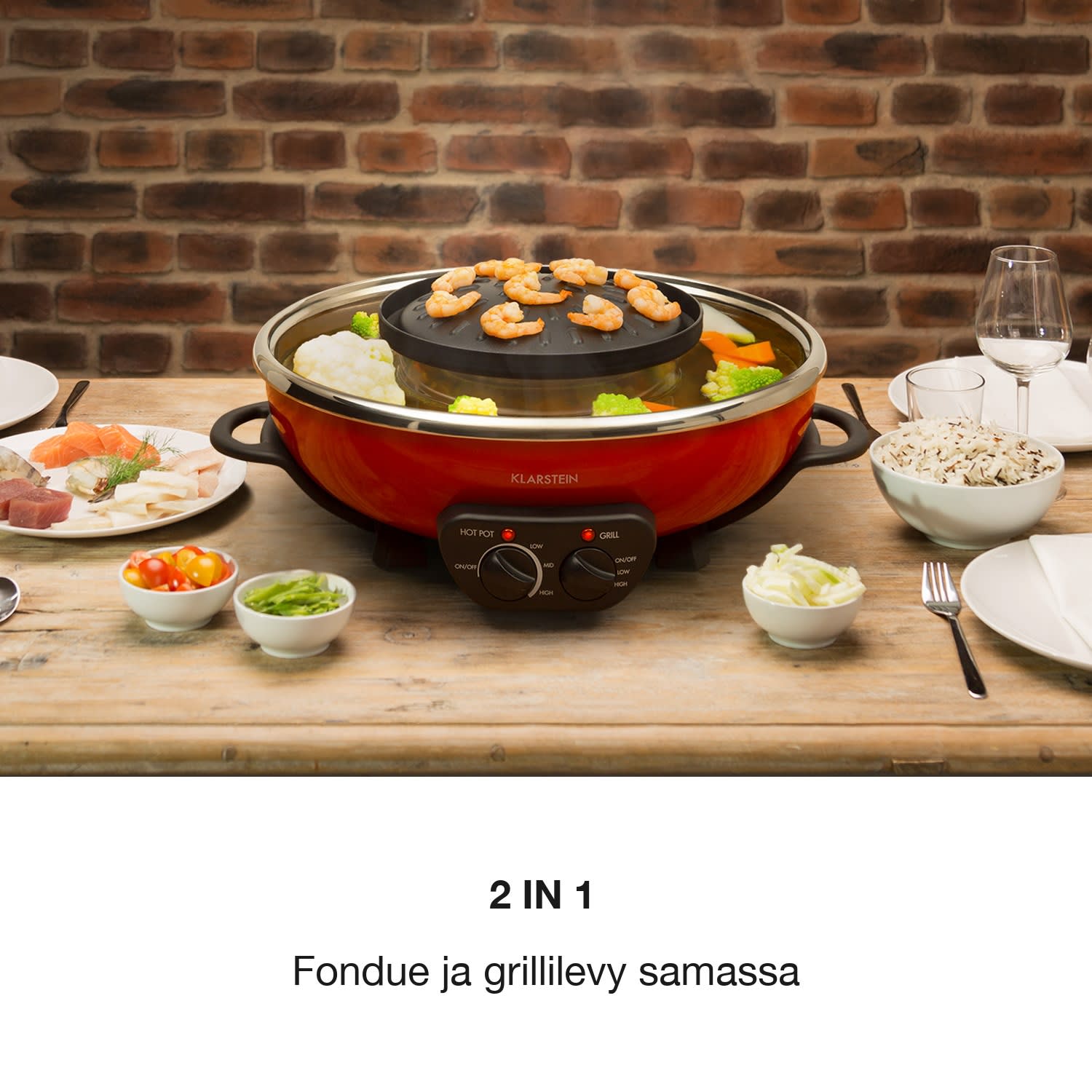 Szechuan Hot Pot ja grillilauta 5 l, 1350 W, 600 W punainen Punainen