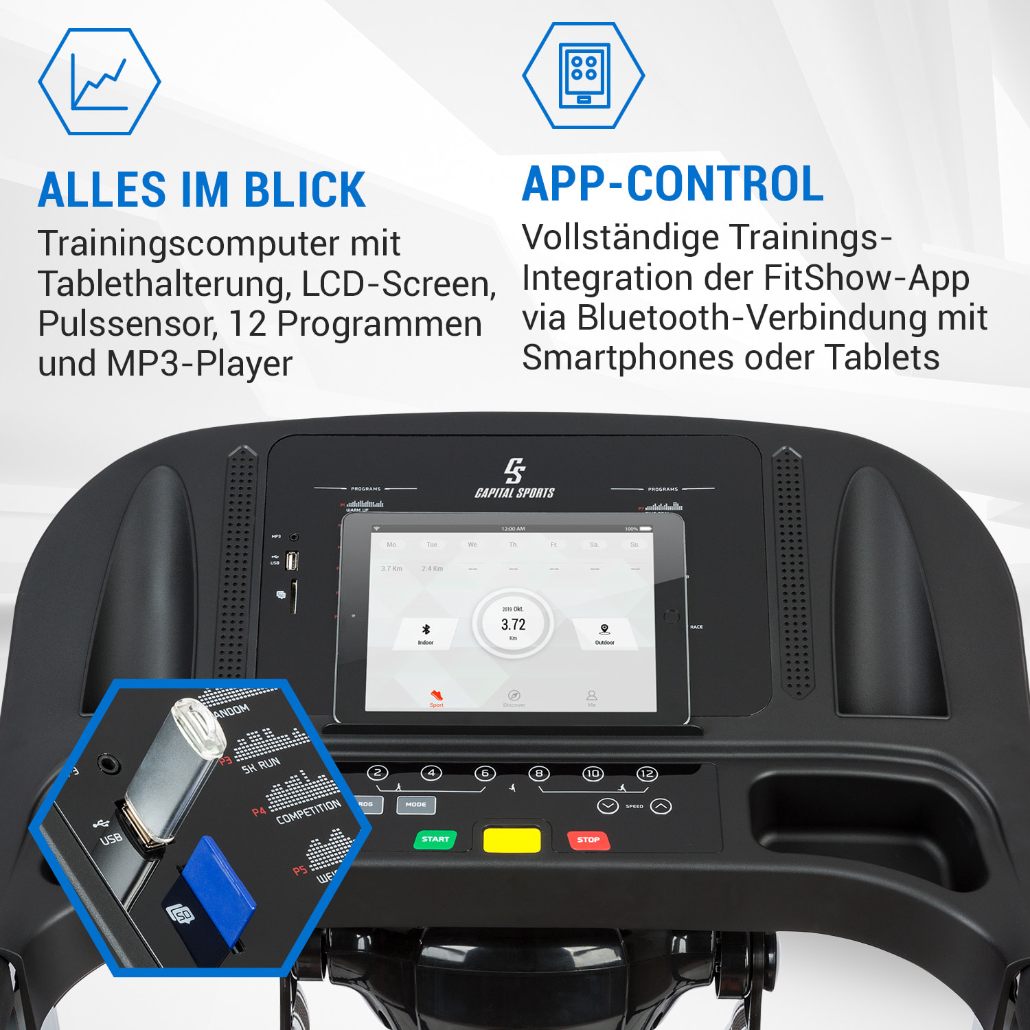 Pacemaker F120 Pro Laufband 4P-AntiShock Suspension Massage-Station Mit Massage-Station