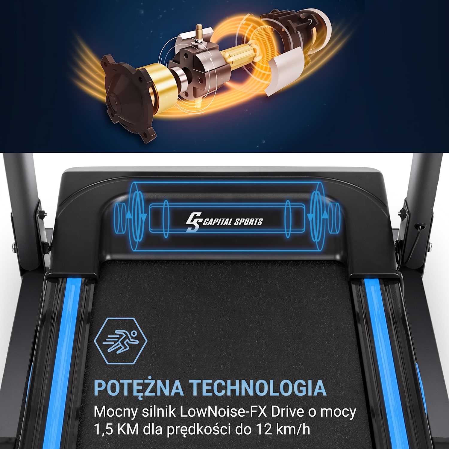 Pacemaker F120 Pro, bieżnia treningowa, zawieszenie 4P-AntiShock, masażer Ze stacją do masażu