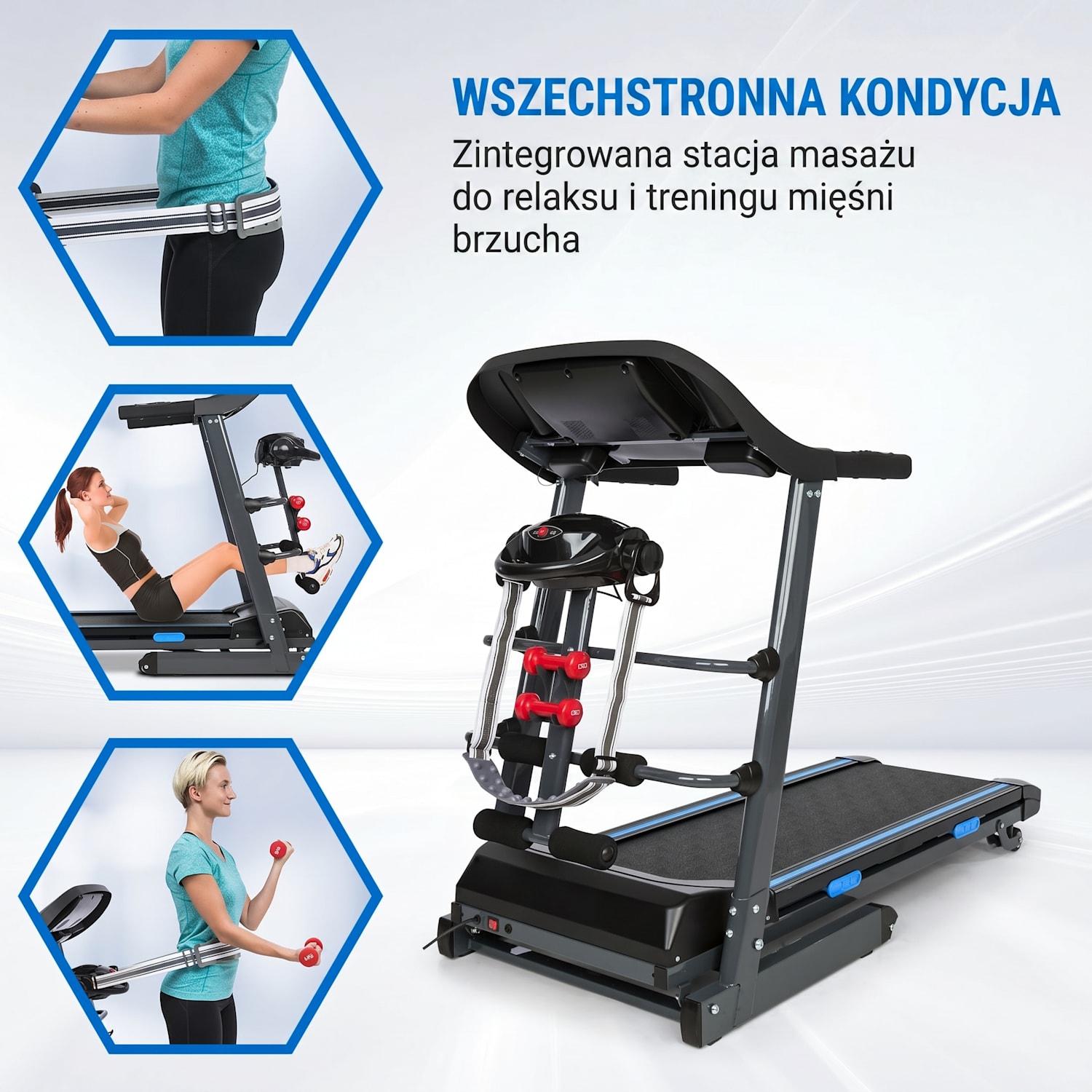 Pacemaker F120 Pro, bieżnia treningowa, zawieszenie 4P-AntiShock, masażer Ze stacją do masażu
