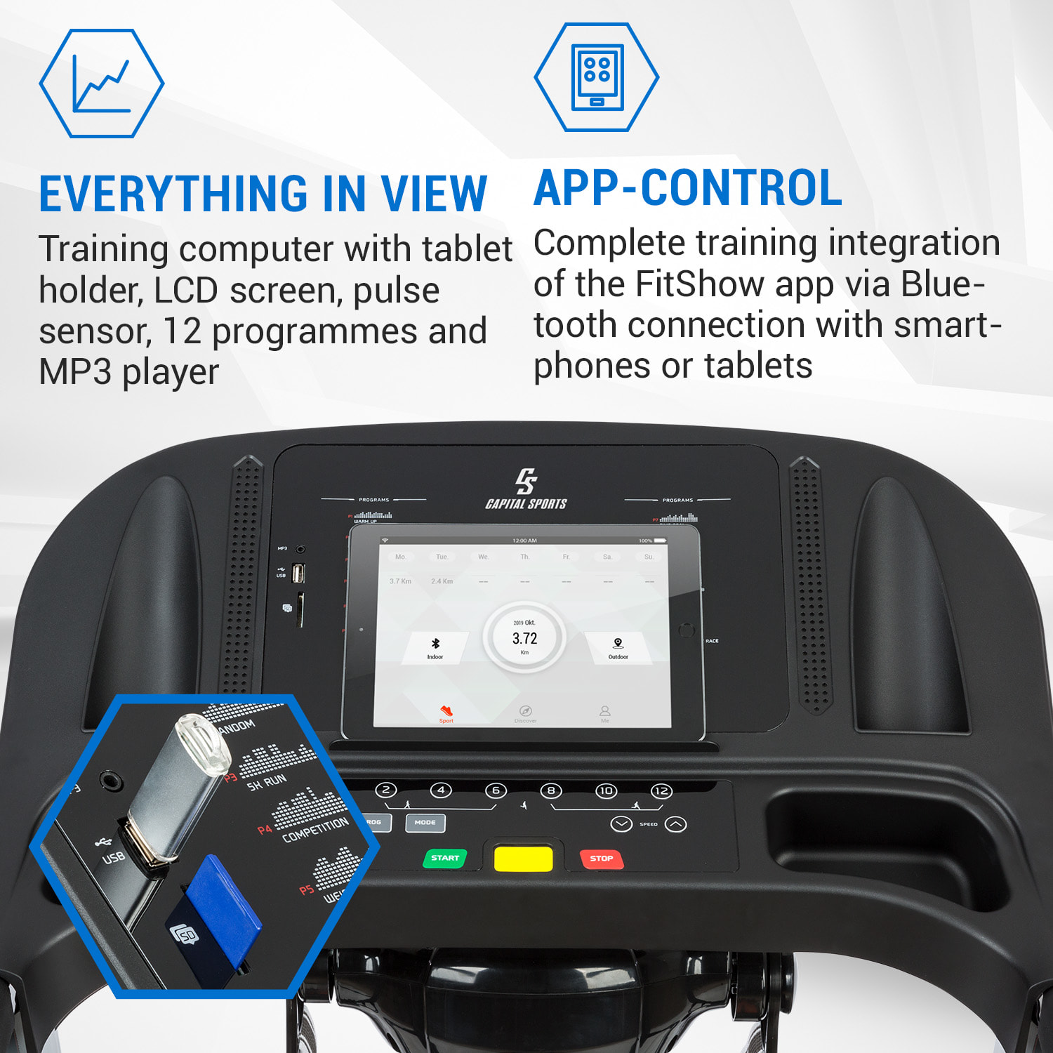 Pacemaker F120 Pro loopband 4P antishock suspension massagestation Met massagestation