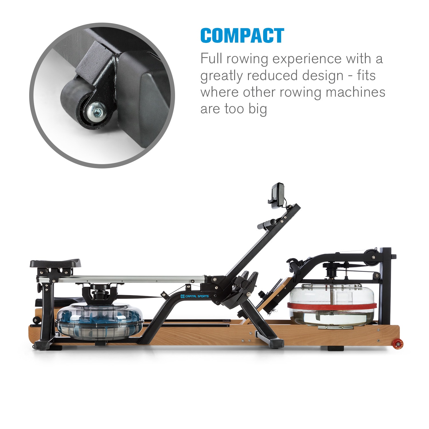 Flow M1, sprava za veslanje na vodu, prostorno-štedljiva, trening računalo, do 150 kg Crna