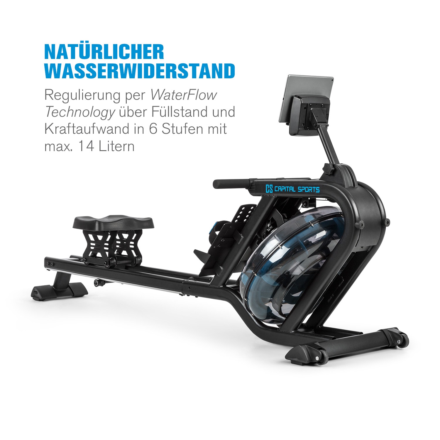 Flow M2 - Vogatore ad acqua, incl. computer di allenamento, fino a 150 kg Nero