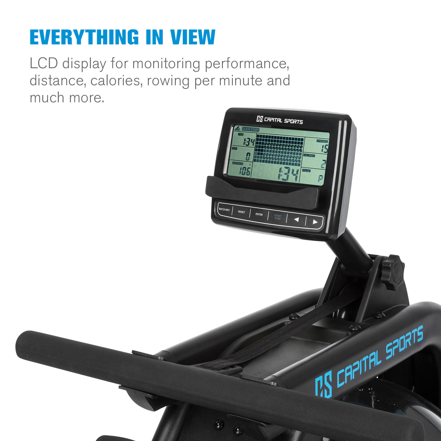 Flow M2, aparat de vâslit cu apă, calculator de antrenament, până la 150 kg Negru